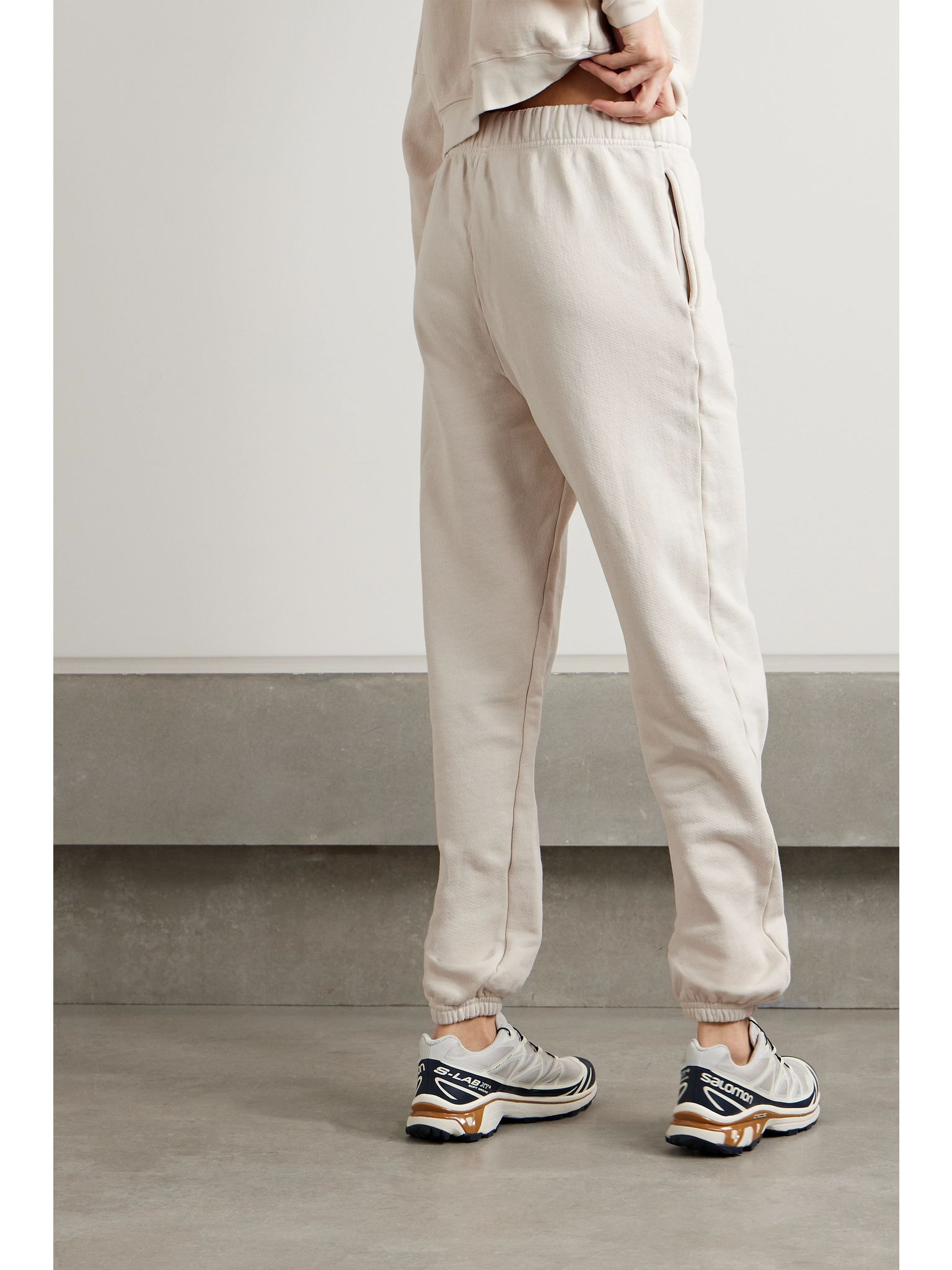 Dylan tapered cotton-jersey track pants Ivory - 3