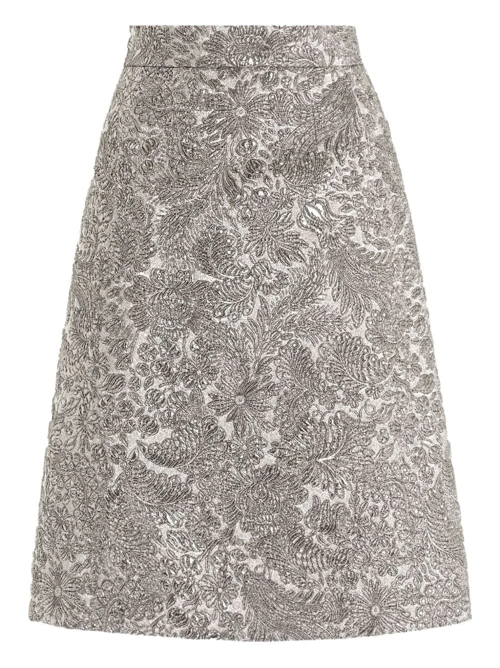 floral-jacquard lamé skirt - 1