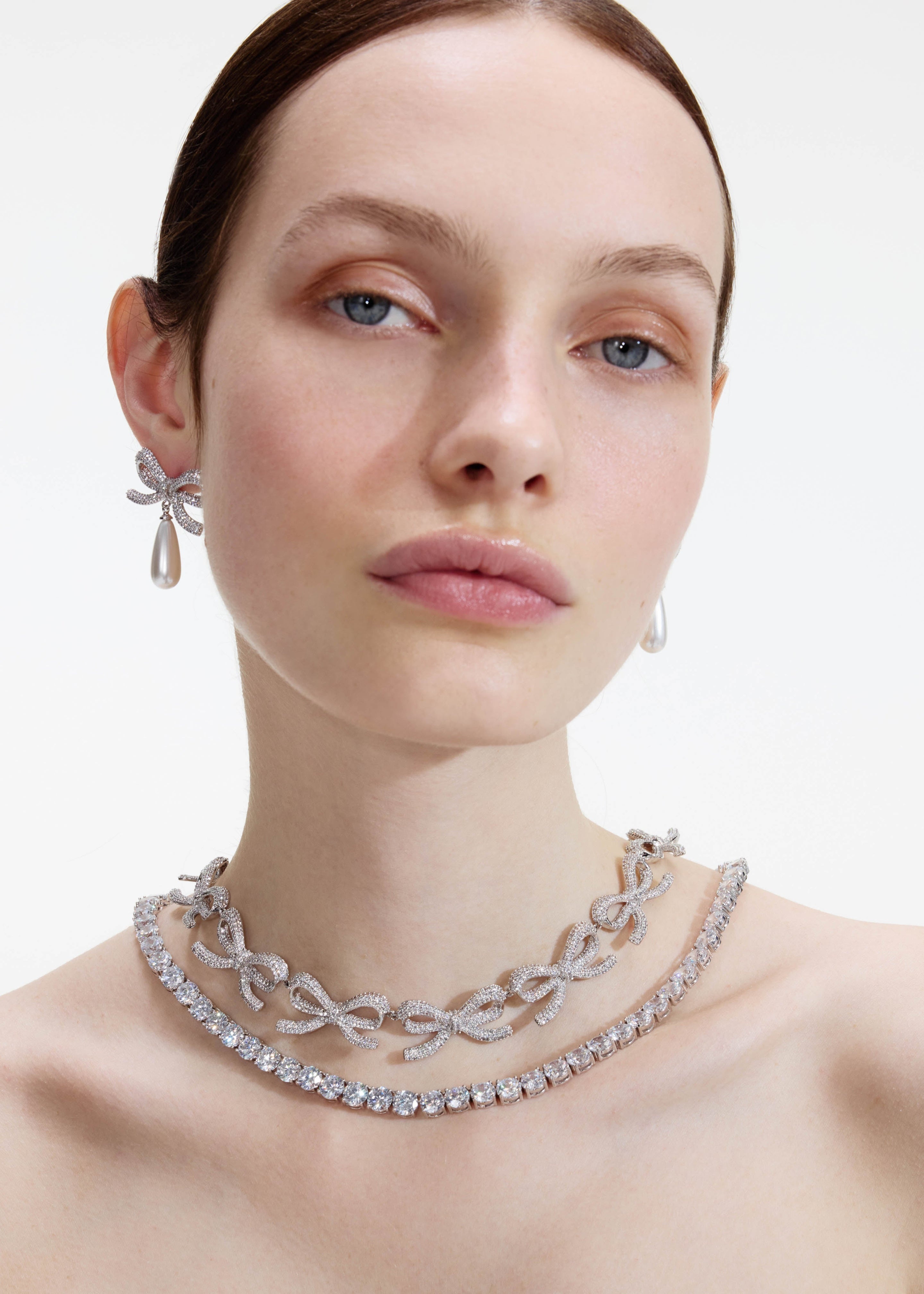 Crystal Bows Diamante Necklace - 3