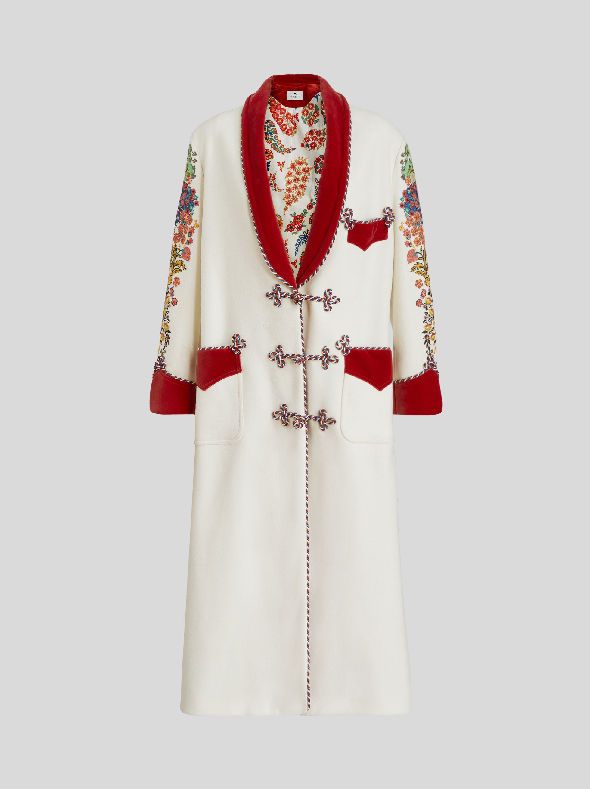 WOOL FABRIC COAT WITH EMBROIDERY - 1