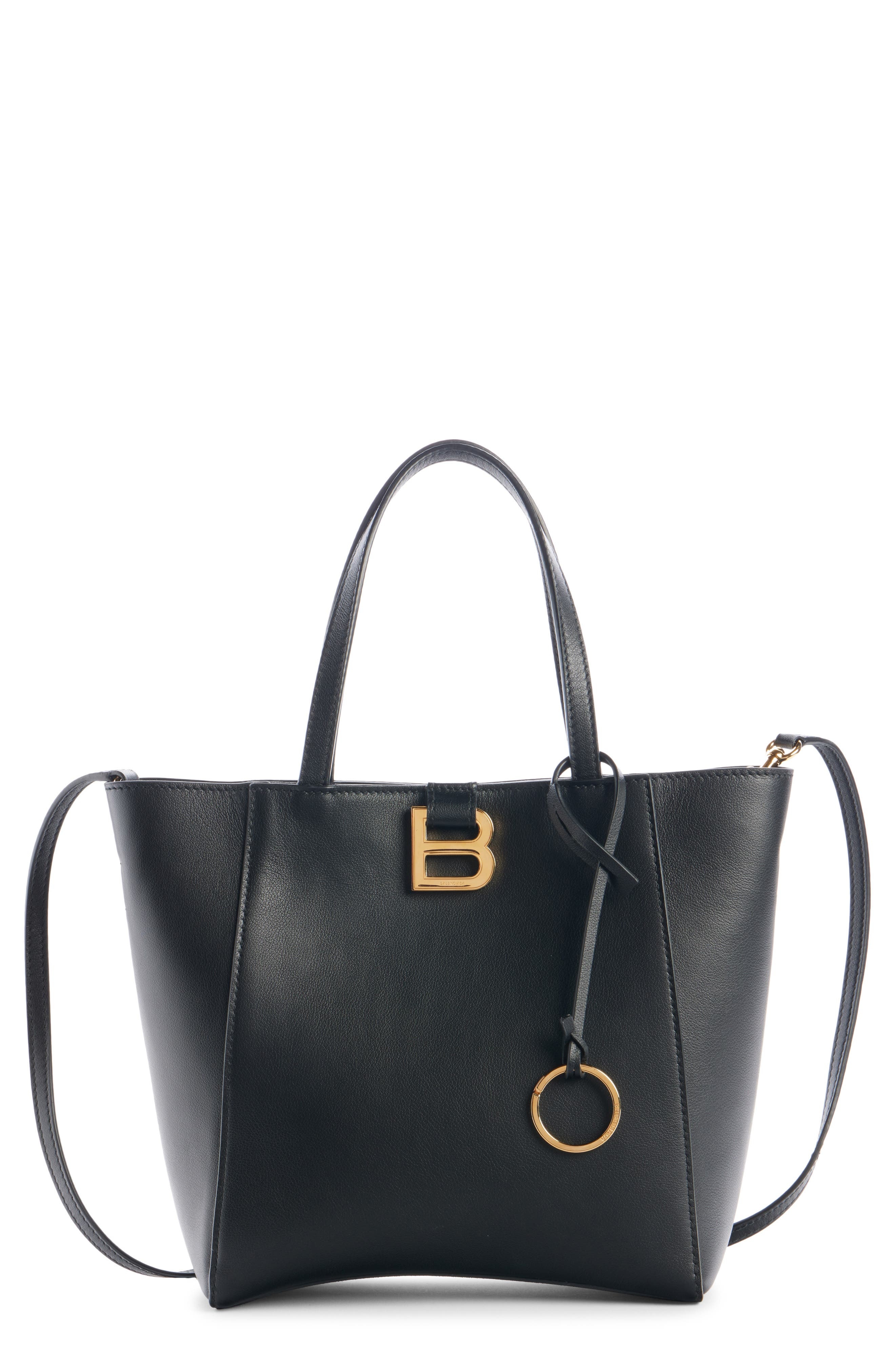 Balenciaga Small Hourglass Soft Leather Tote in 1000 Black at Nordstrom - 1