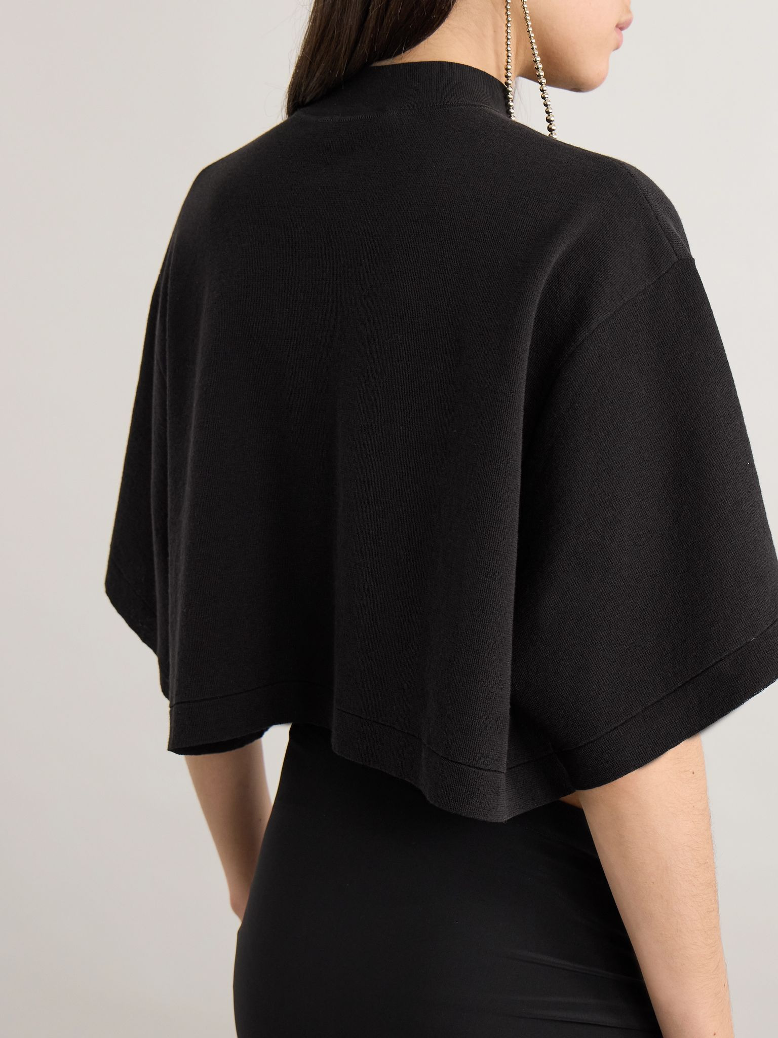 Cropped cotton-jersey T-shirt Black - 3