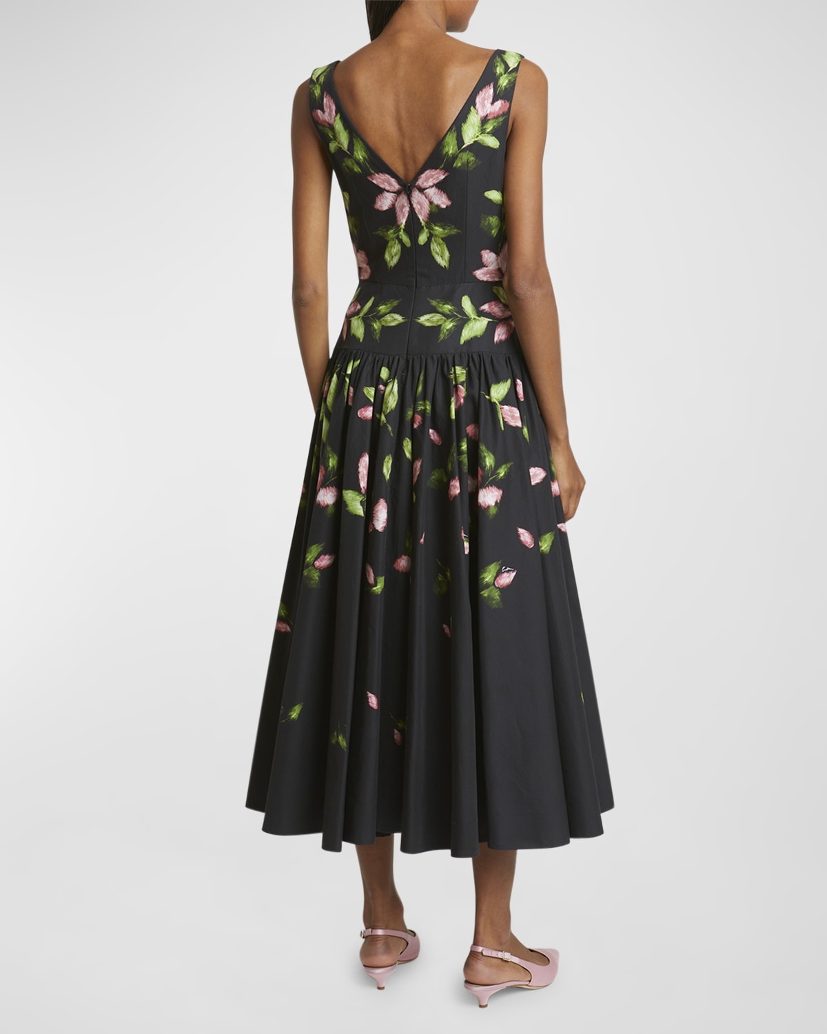 Floral Drop-Waist Sleeveless Midi Dress - 6