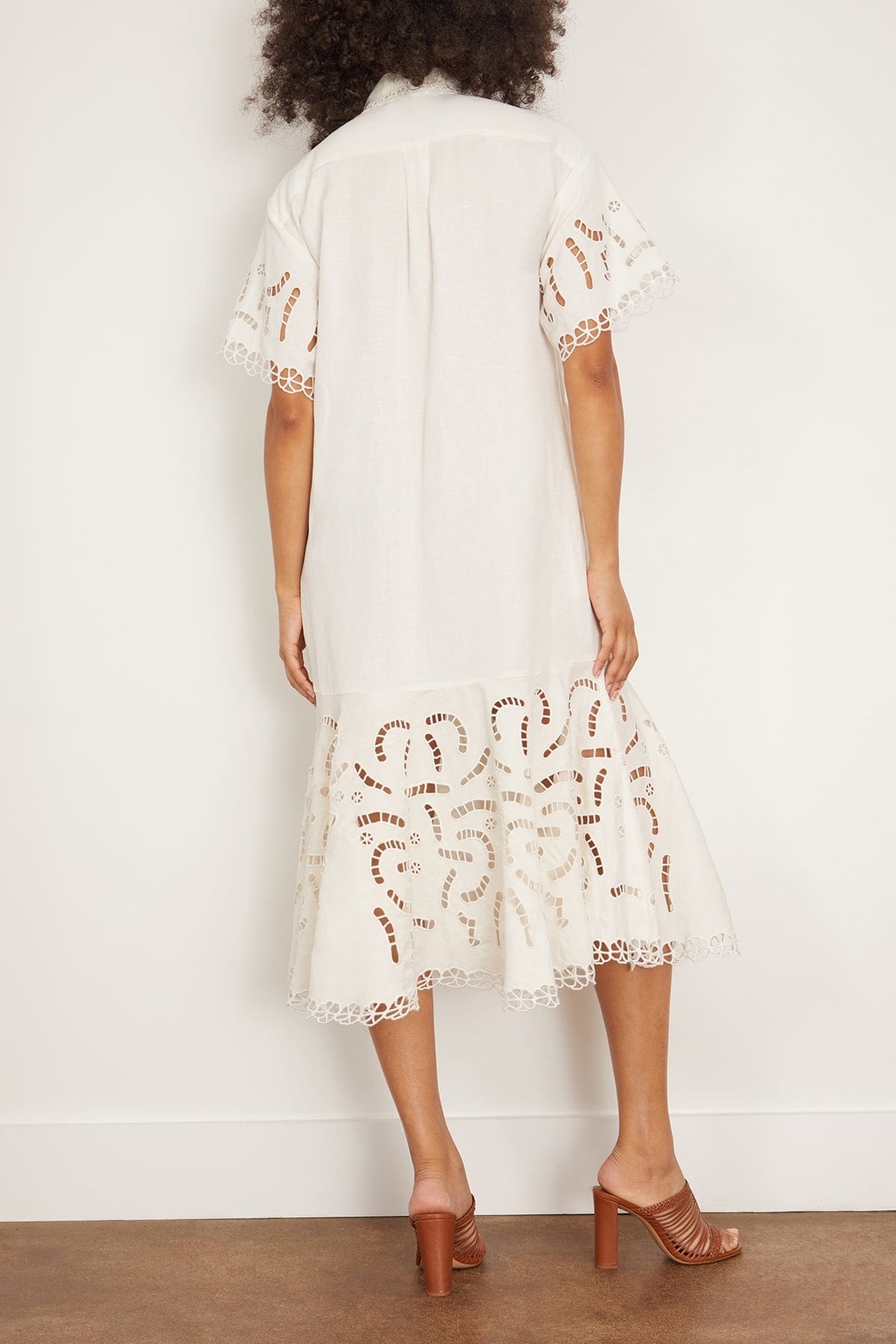 Marja Embroidery Shirt Dress in Pearl - 4