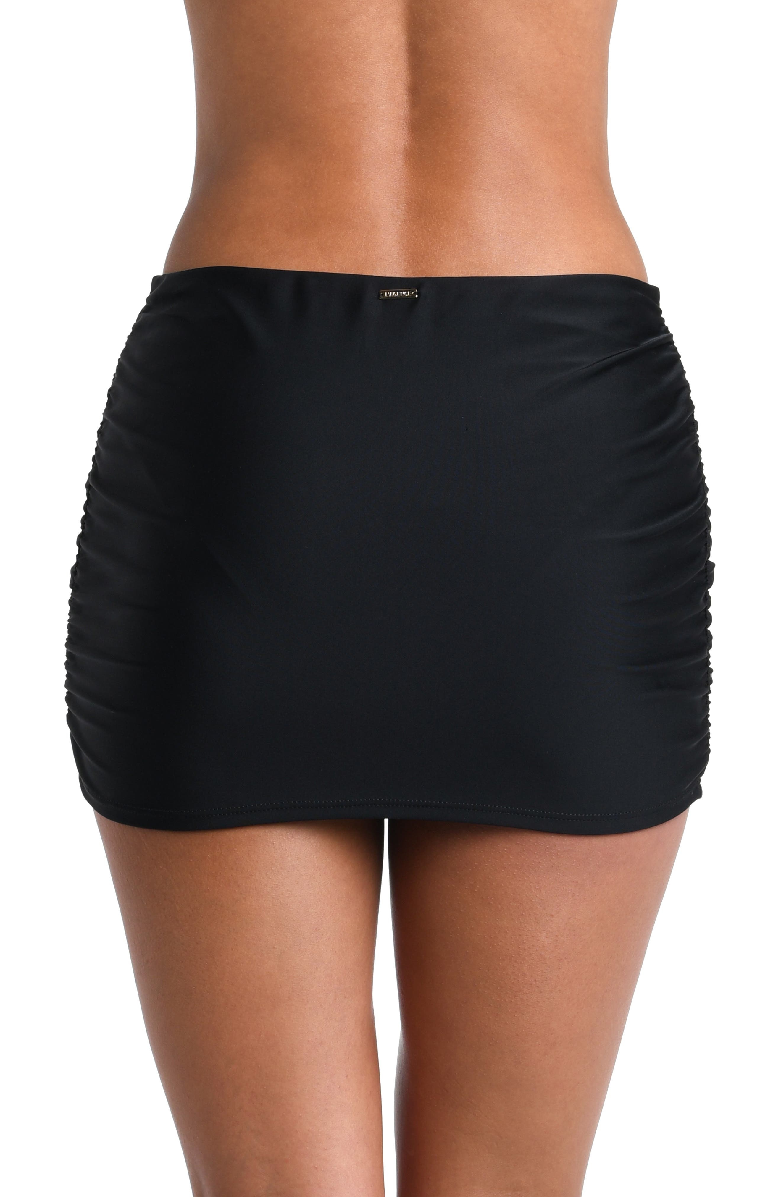 L'AGENCE Coco Ruched Skirted Bikini Bottoms in Black at Nordstrom - 6