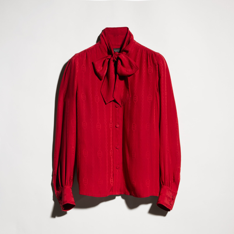 Interlocking G chain silk jacquard shirt - 1