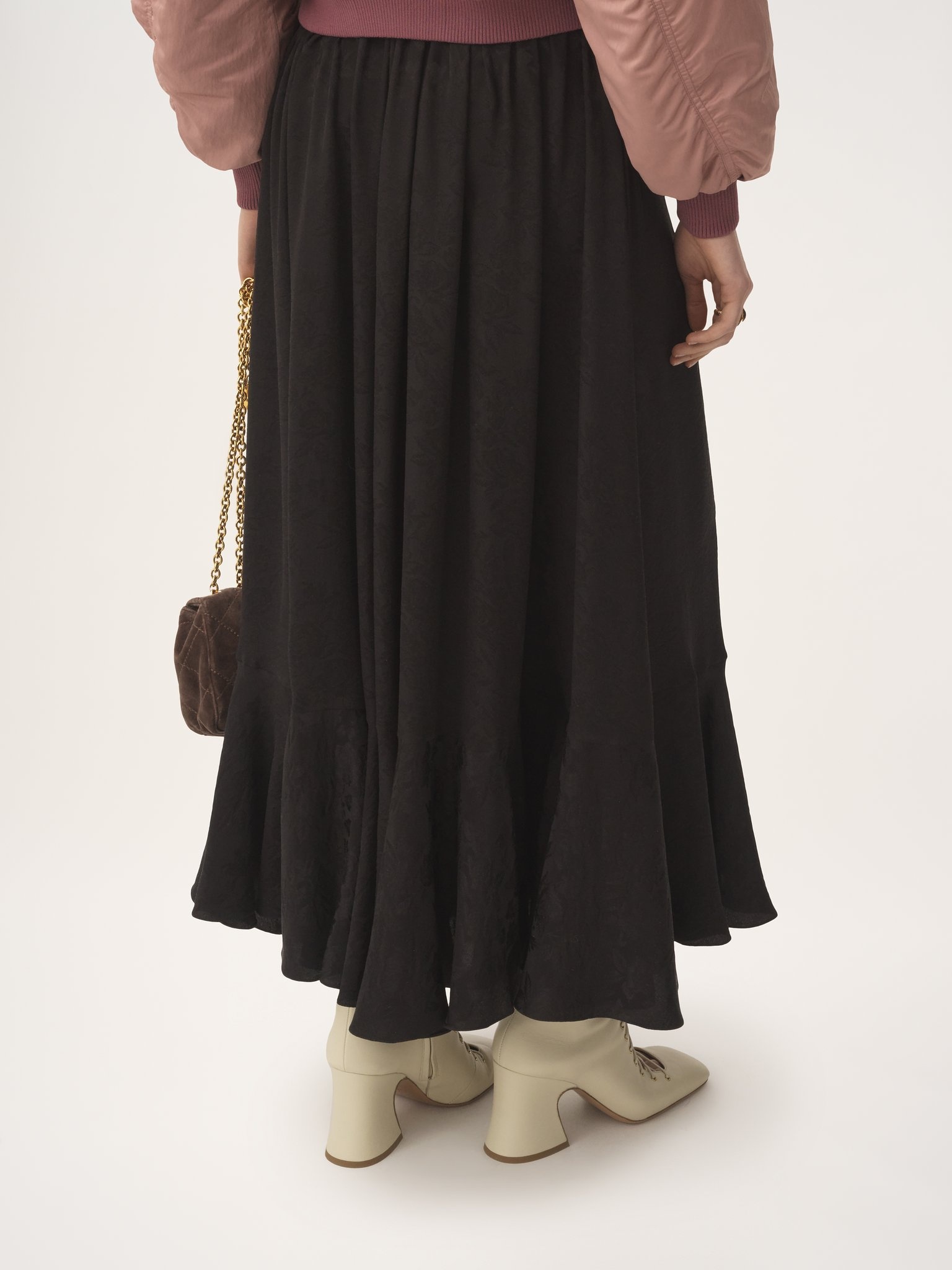 GATHERED MIDI SKIRT IN SILK JACQUARD - 5