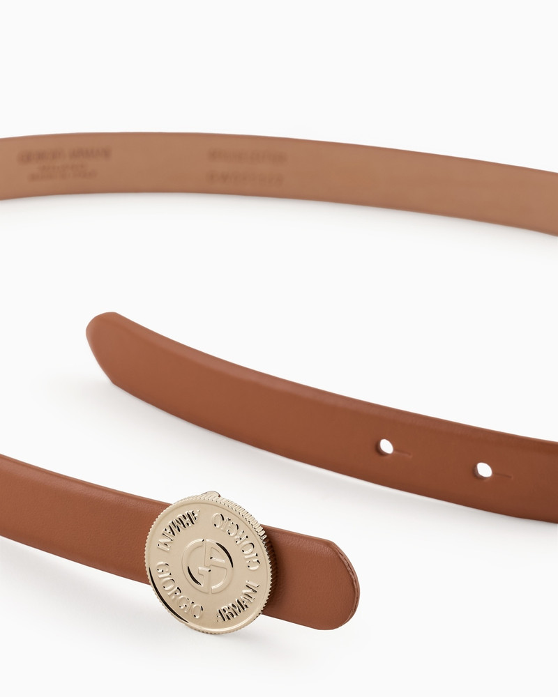 GIORGIO ARMANI SLIM LEATHER BELT WITH ROUND BUCKLE outlook