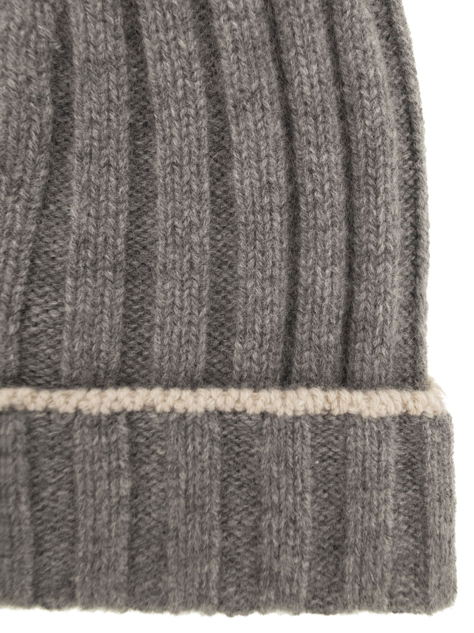 Brunello Cucinelli Men English Rib Cashmere Knit Beanie - 3