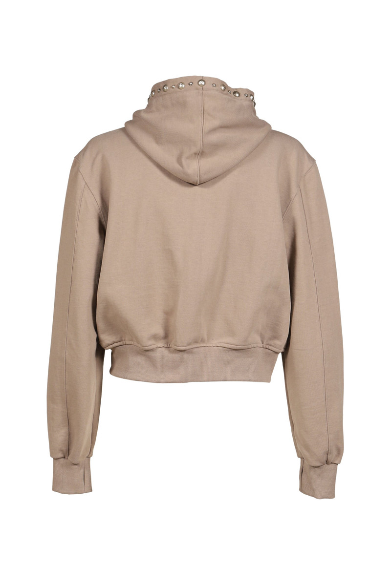 Thug Club TC STUDDED LINE CROPPED ZIP-UP HOODIE / BEIGE outlook