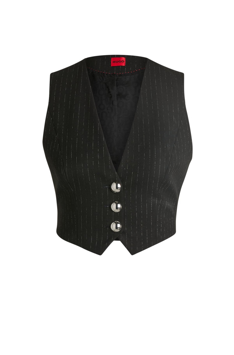SLIM-FIT CROPPED WAISTCOAT WITH SPARKLE PINSTRIPE 1