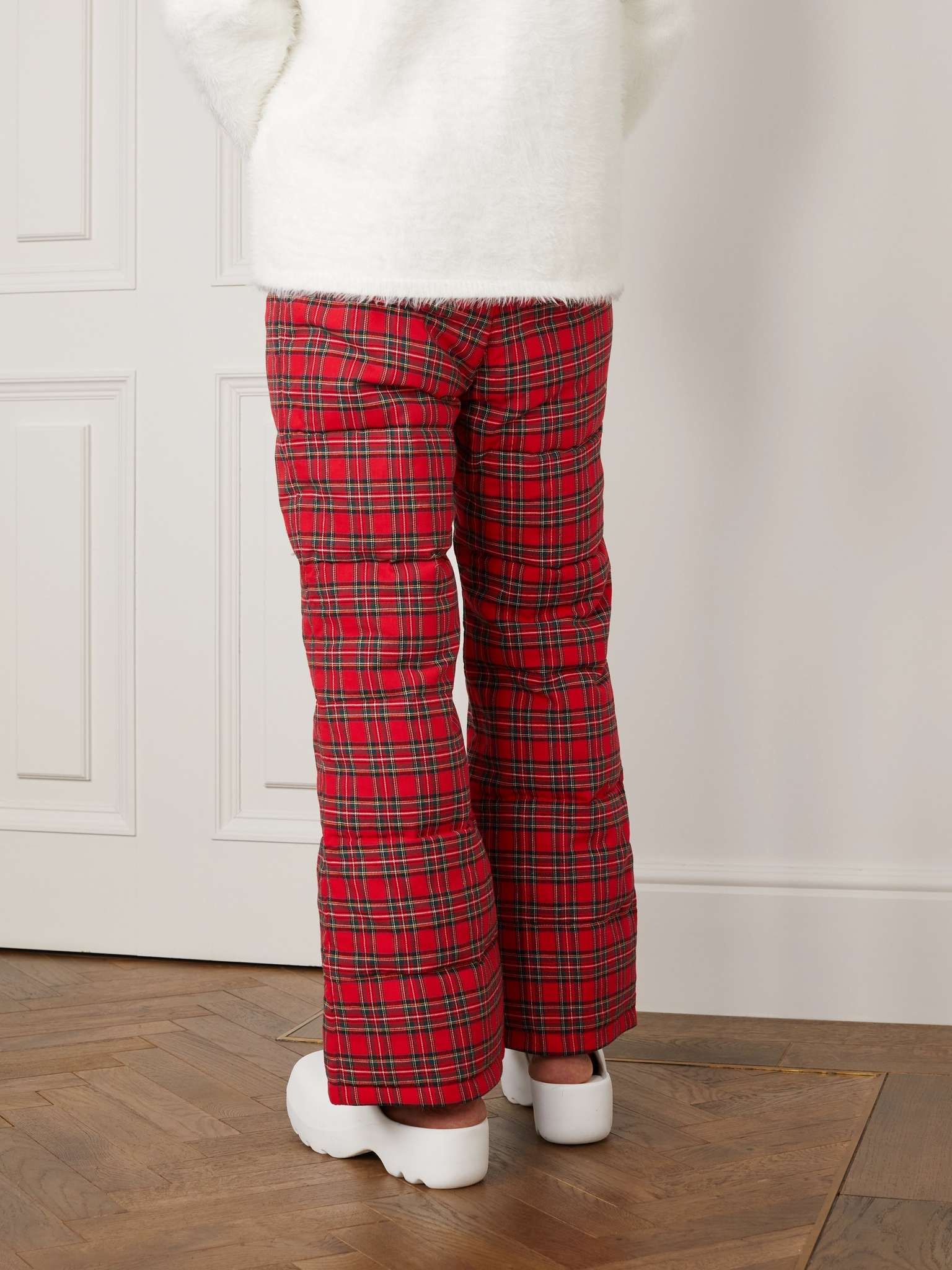 Straight-Leg Checked Cotton-Twill Down Trousers - 4