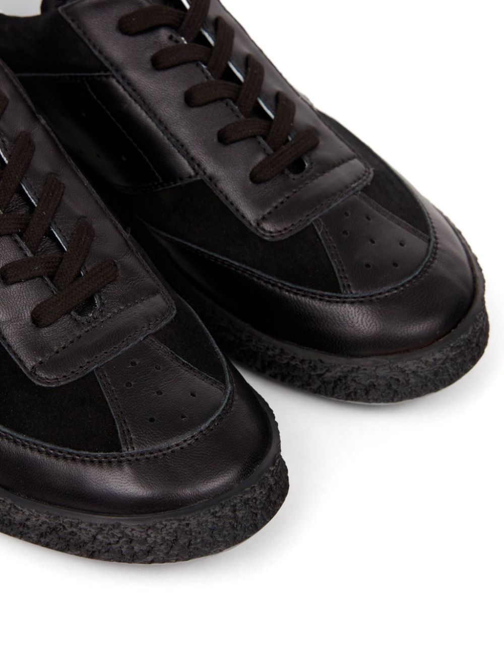 stitch-logo leather sneakers - 4