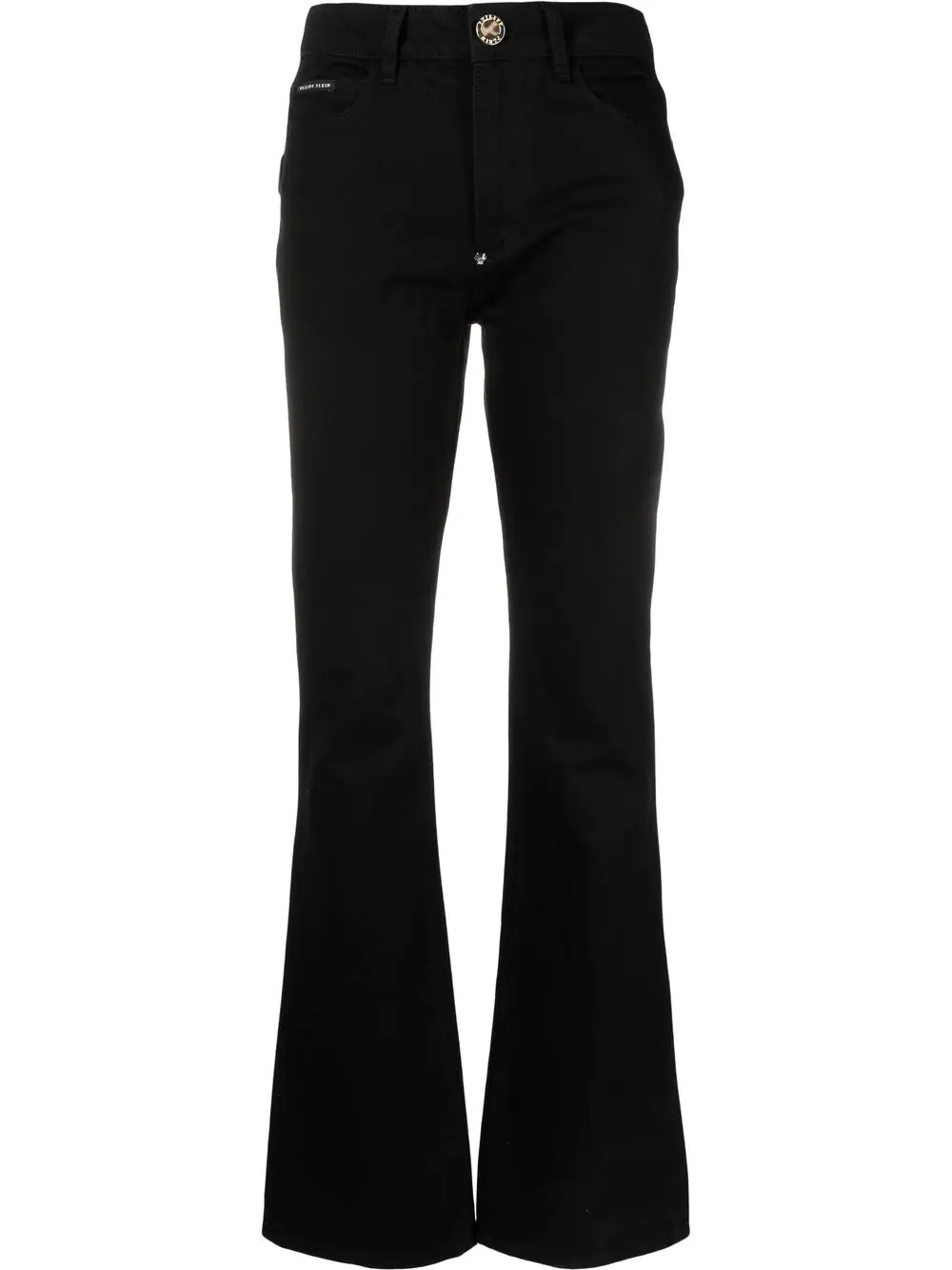 skull flared high-waisted jeans - 1