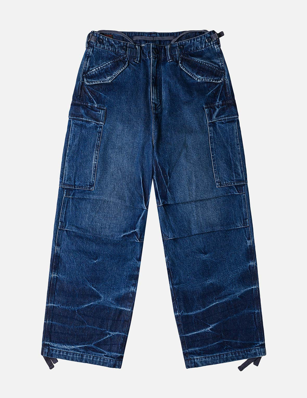 Vintage motorcycle Print Washed Daicock Embroidery Wide-leg Cargo Jeans - 4