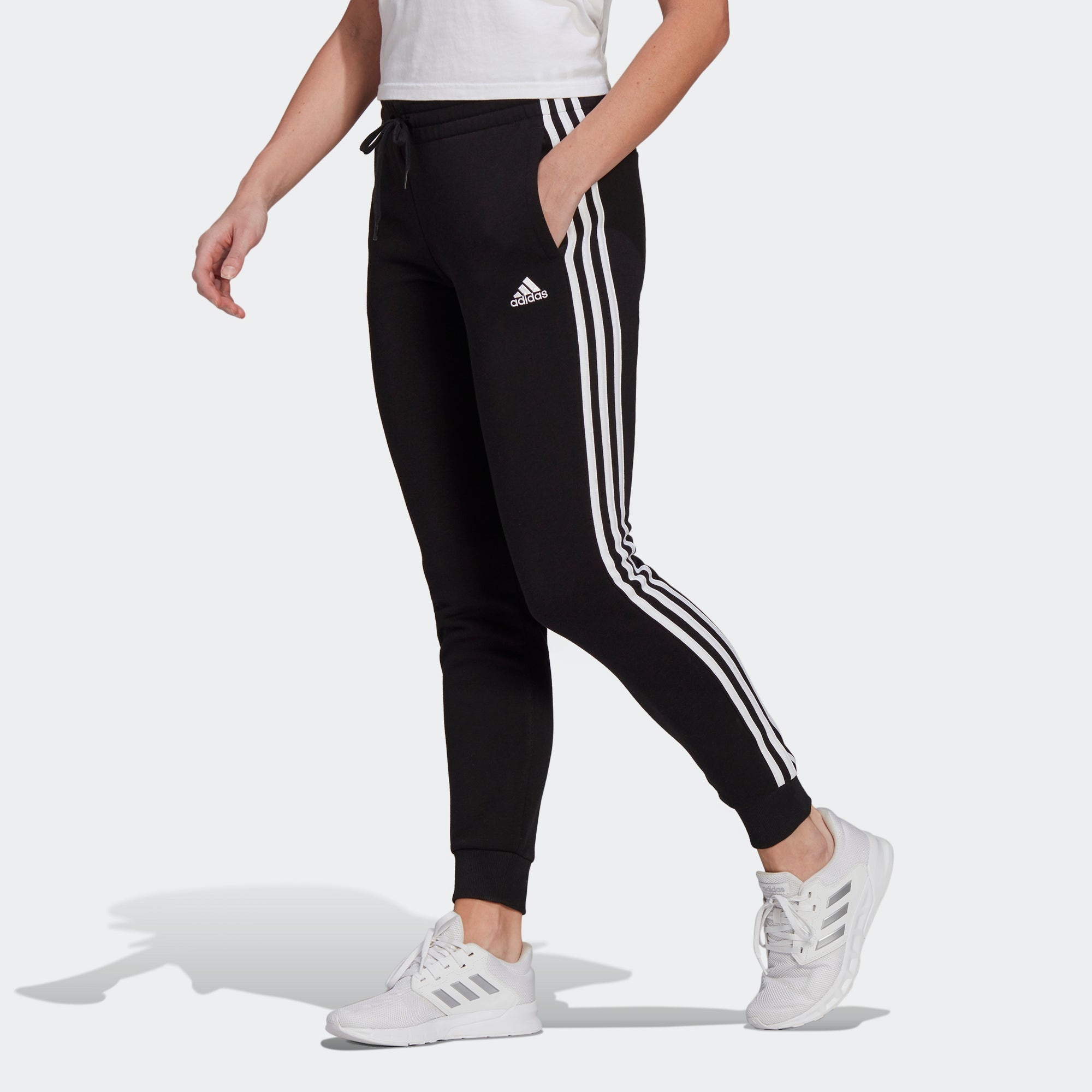 (WMNS) adidas Essentials Fleece 3-Stripes Pants Asia Sizing 'Black' GM5551 - 2