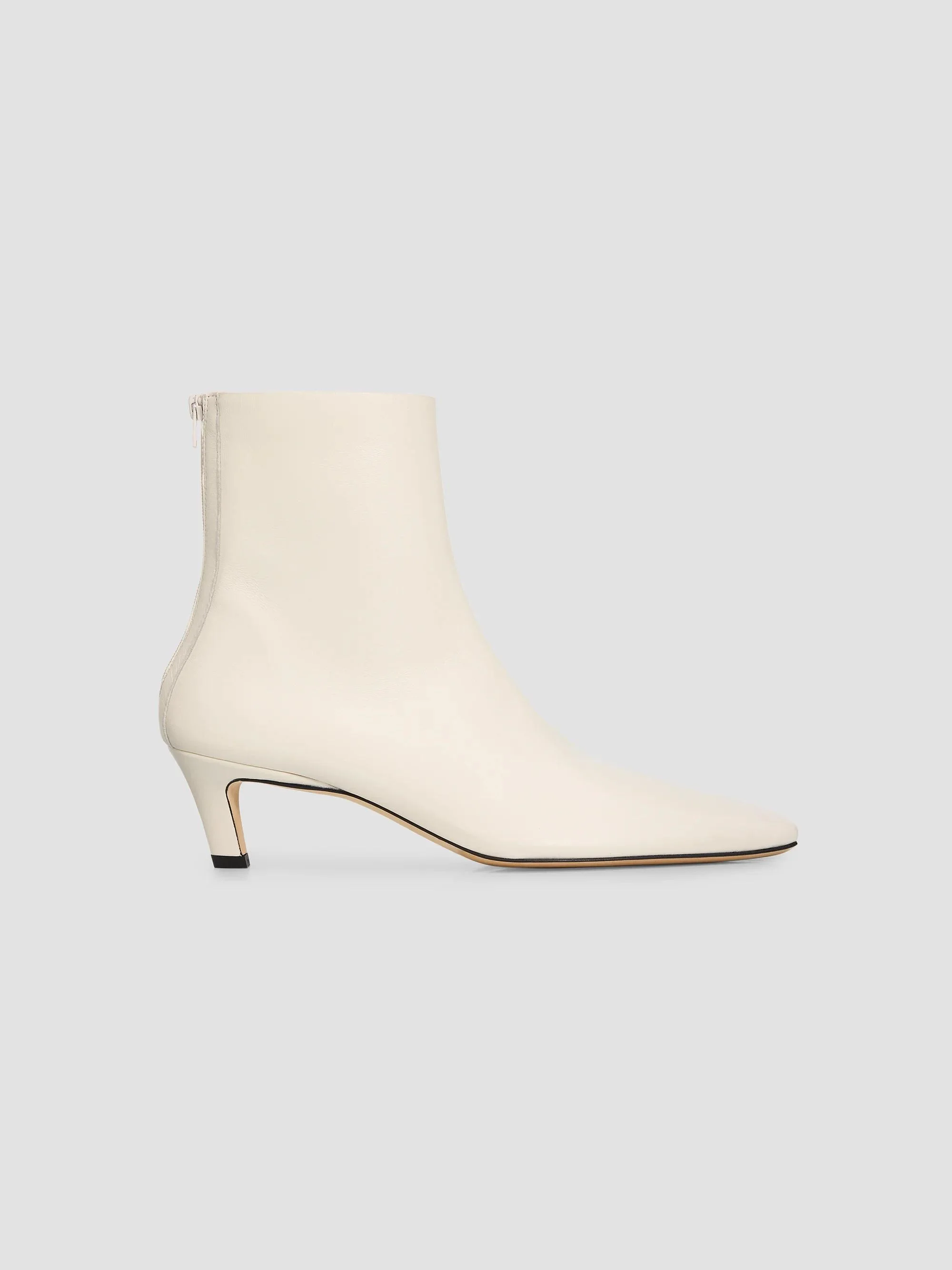 Women's Leather Ankle Boots - Off White - 1