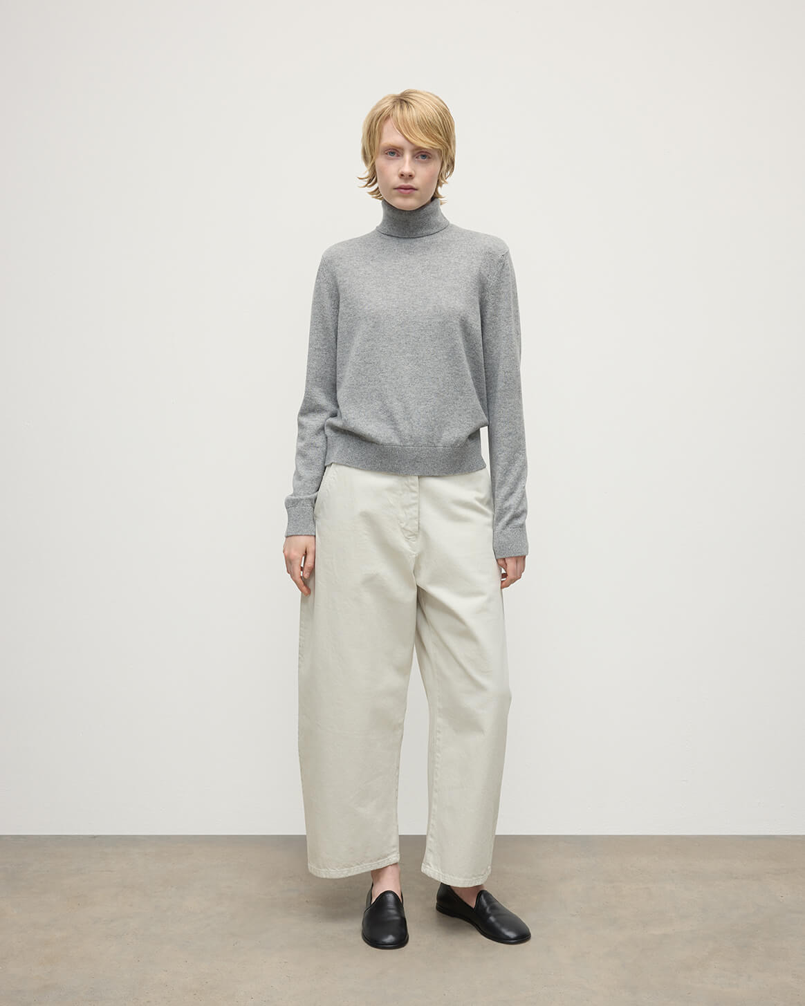 Classic Cashmere Grey Roll Neck Jumper - 2