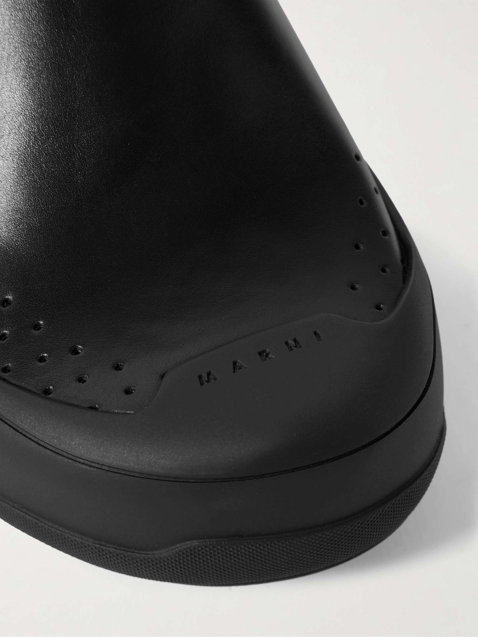 Rubber and Suede-Trimmed Leather Clogs - 6