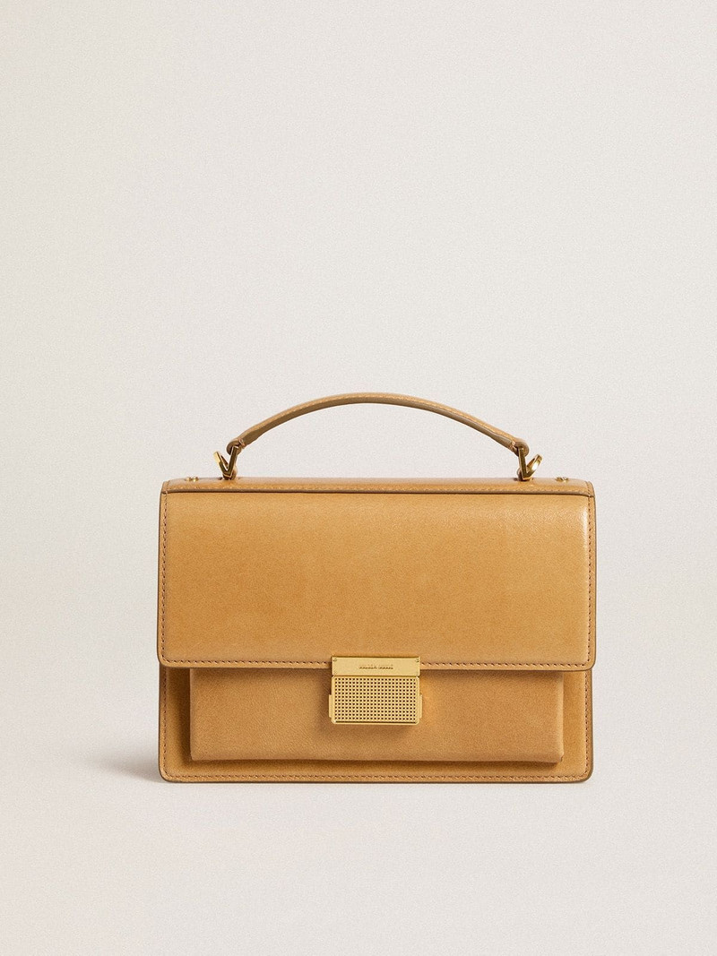 Venezia Bag in ochre yellow embossed leather with gold details 1