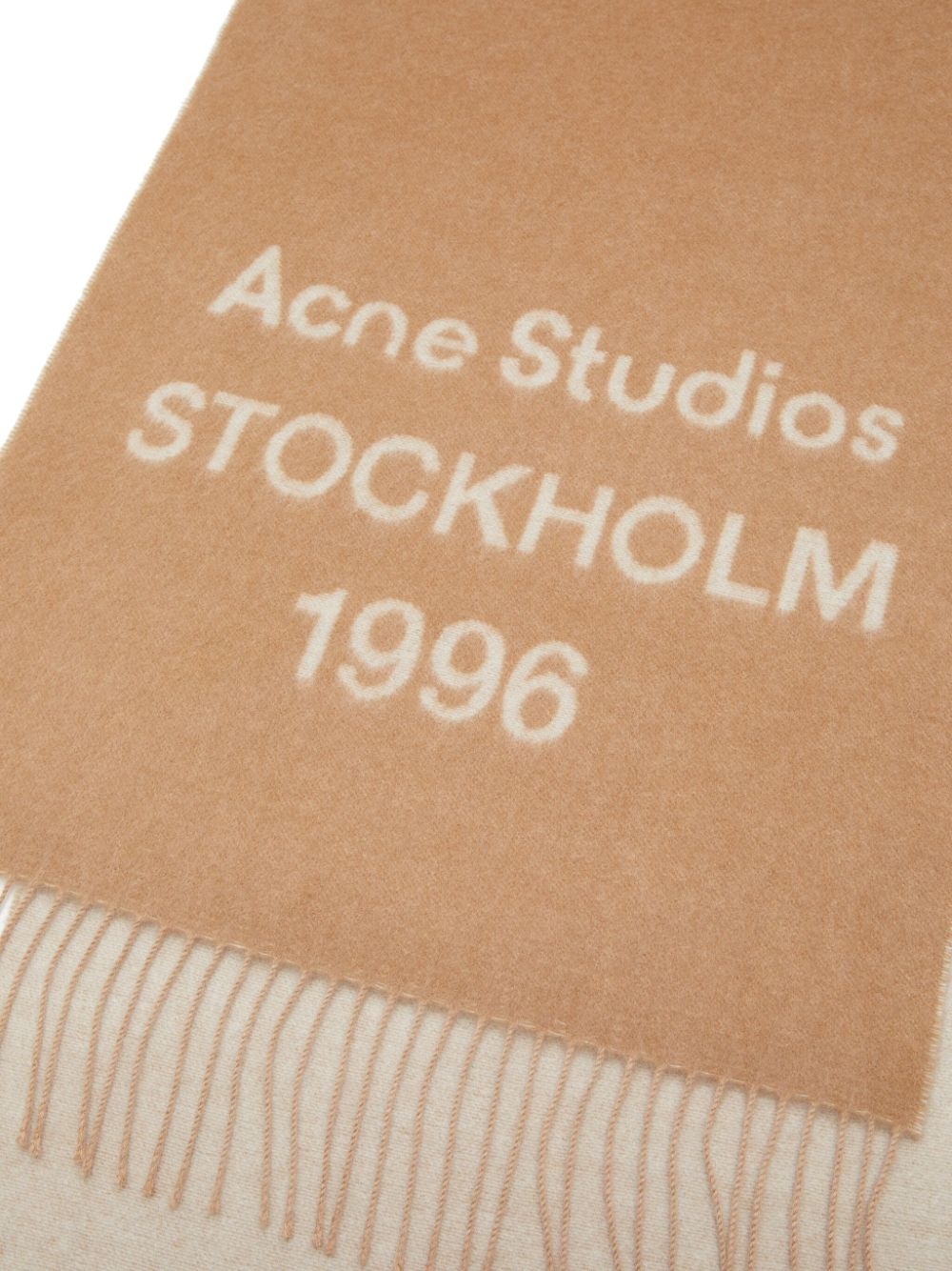 logo-print wool scarf - 2