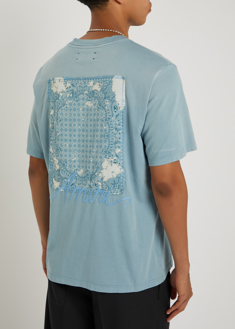 Amiri Bleach Bandana Patch Logo Cotton T-shirt - 2