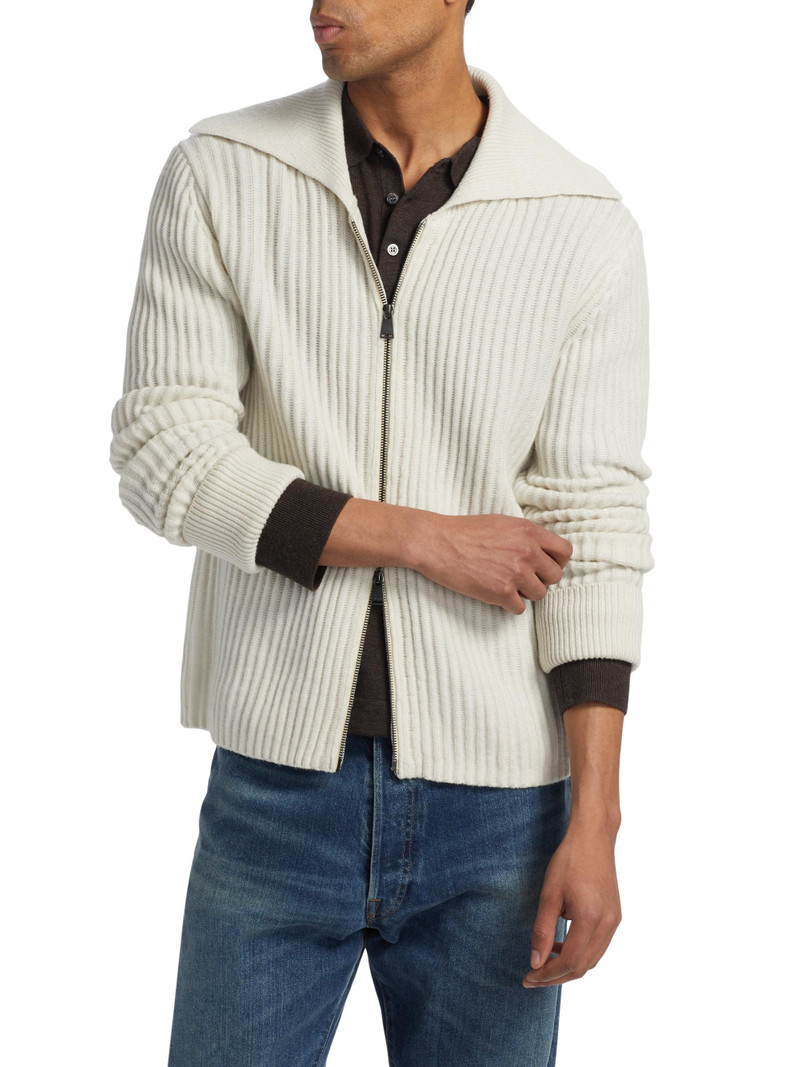 Men's Geoff Stretch-Cashmere Full-Zip Jacket - Stucco 3