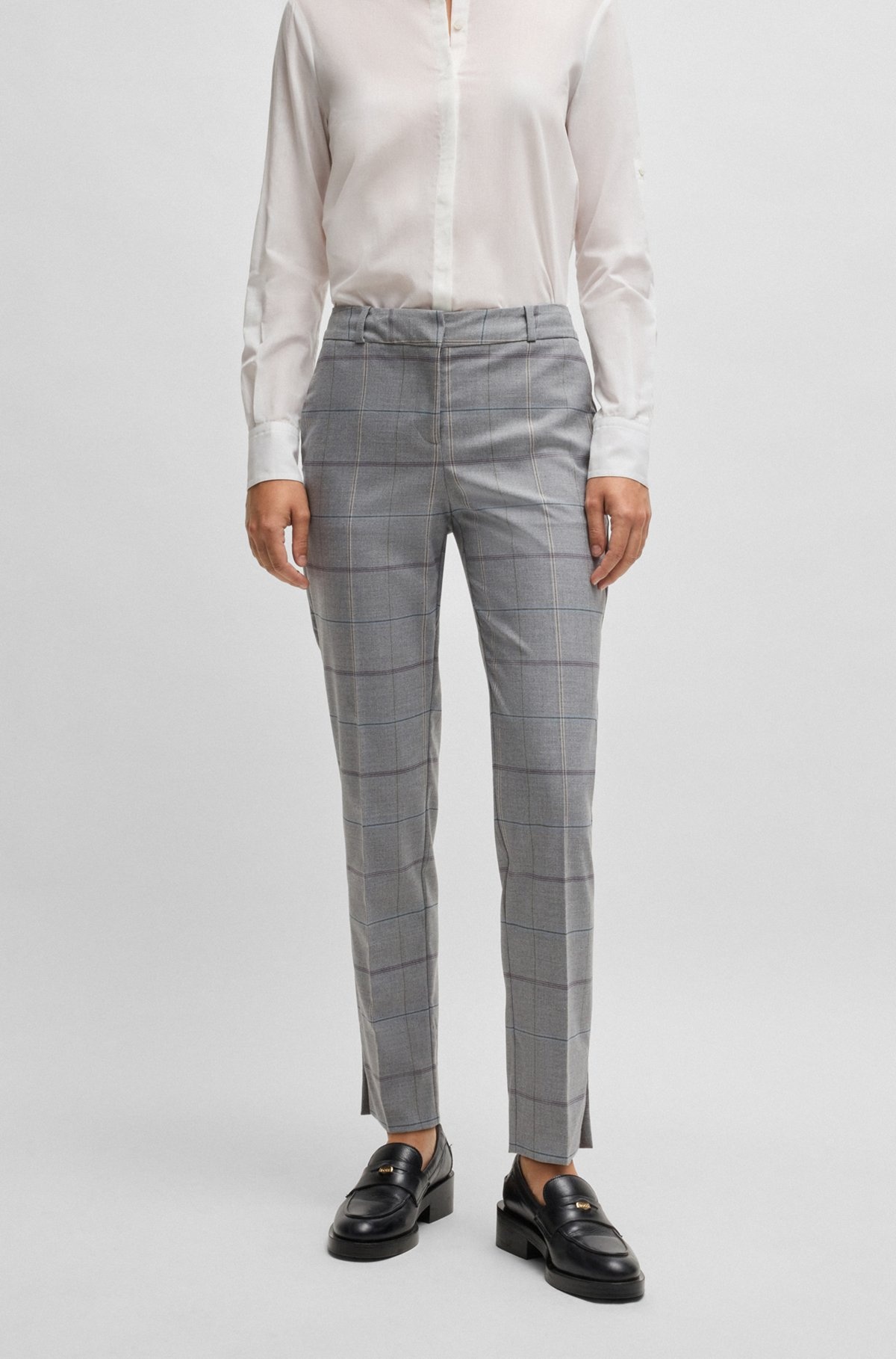 FORMAL TROUSERS IN CHECKED STRETCH FABRIC - 2