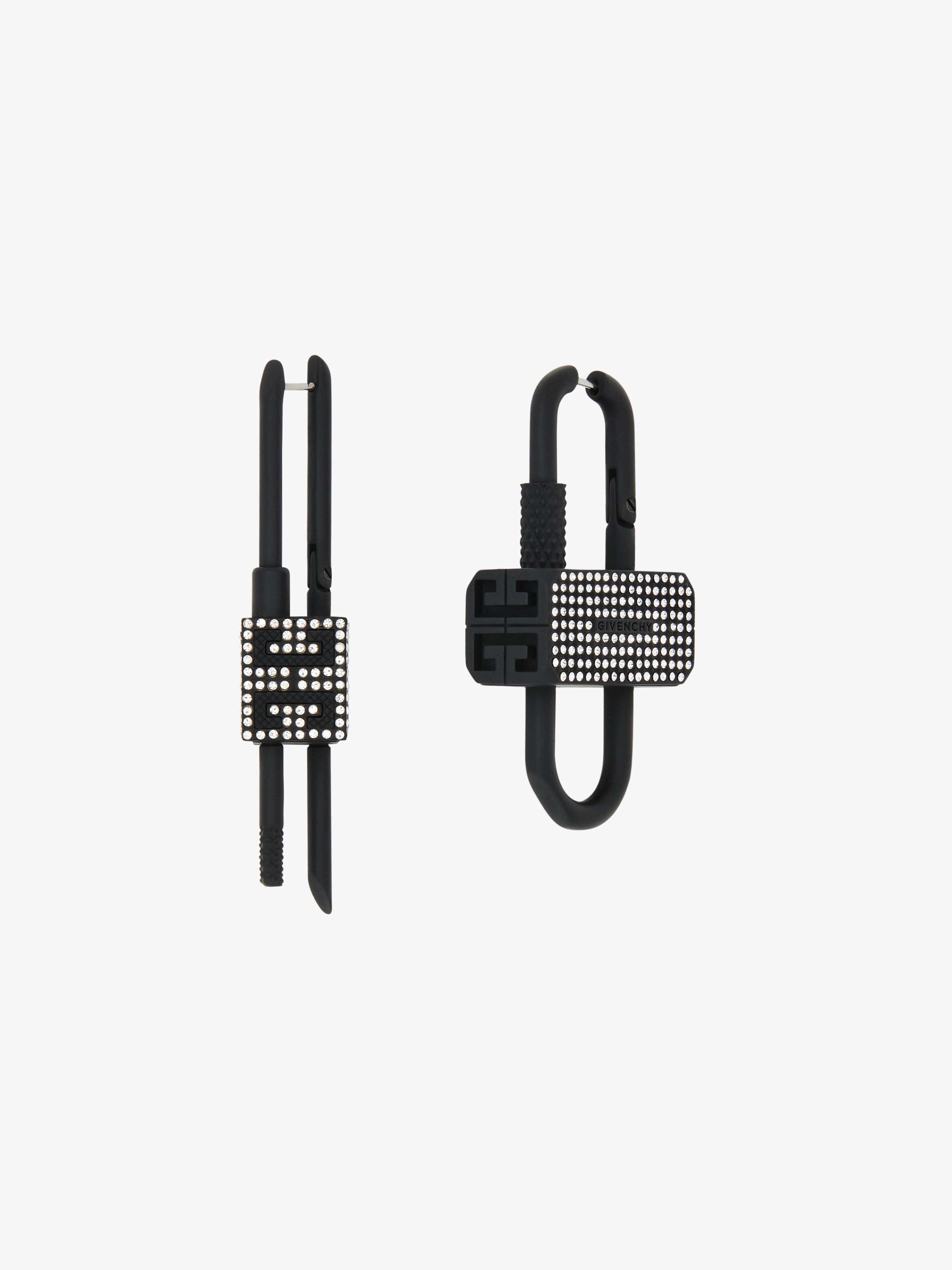 LOCK ASYMETRICAL EARRINGS WITH CRYSTALS - 5