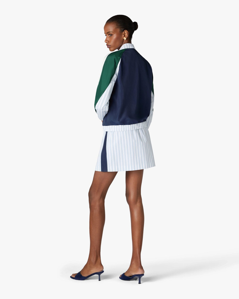 White & Navy Pinstripe Panelled Track Jacket 3