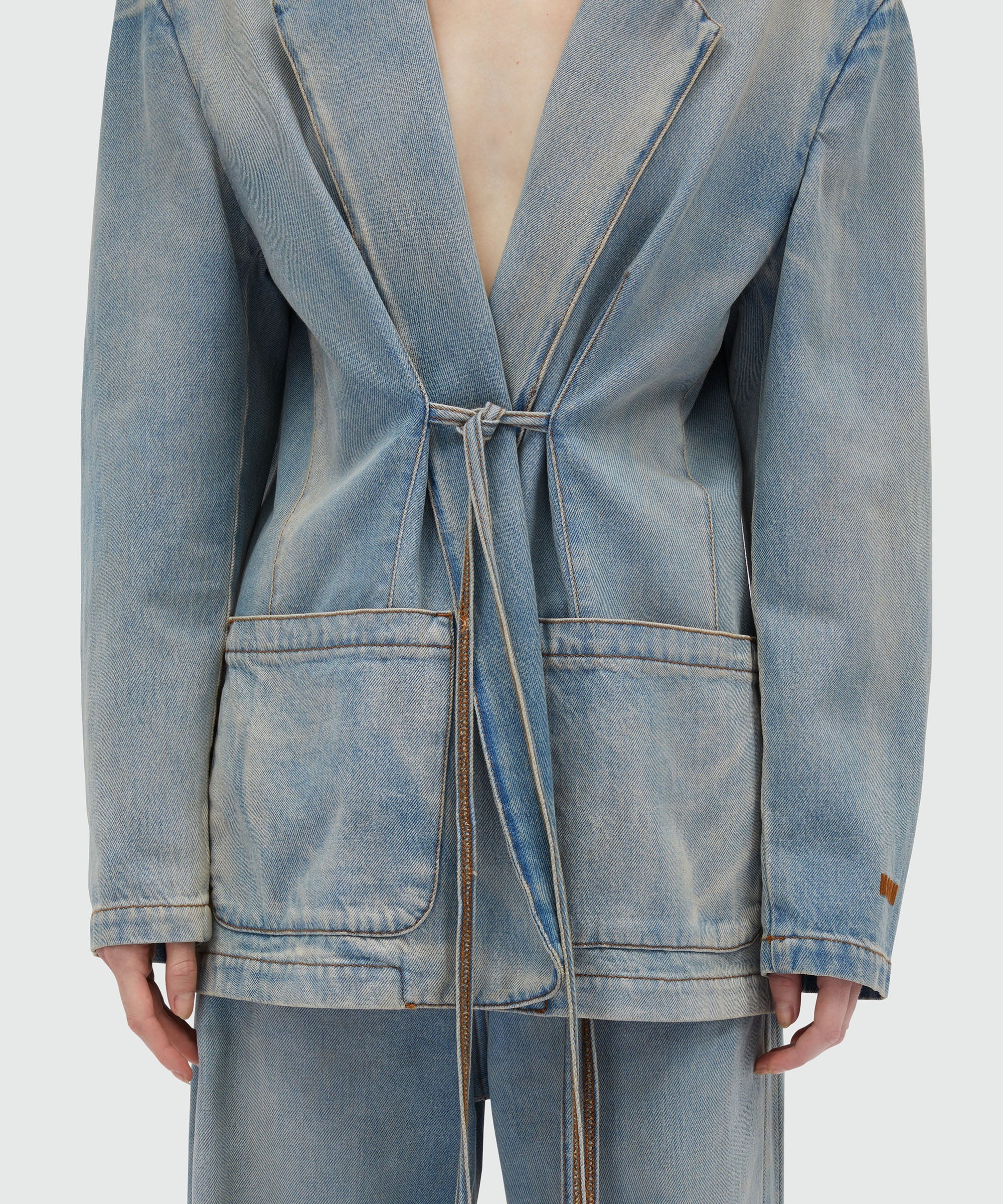 Faded denim jacket with shoulder pads - 5