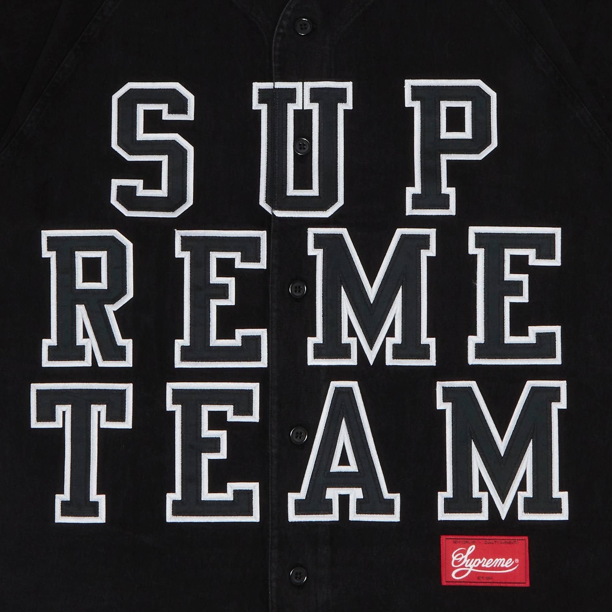 Supreme Supreme Denim Baseball Jersey 'Black' | REVERSIBLE