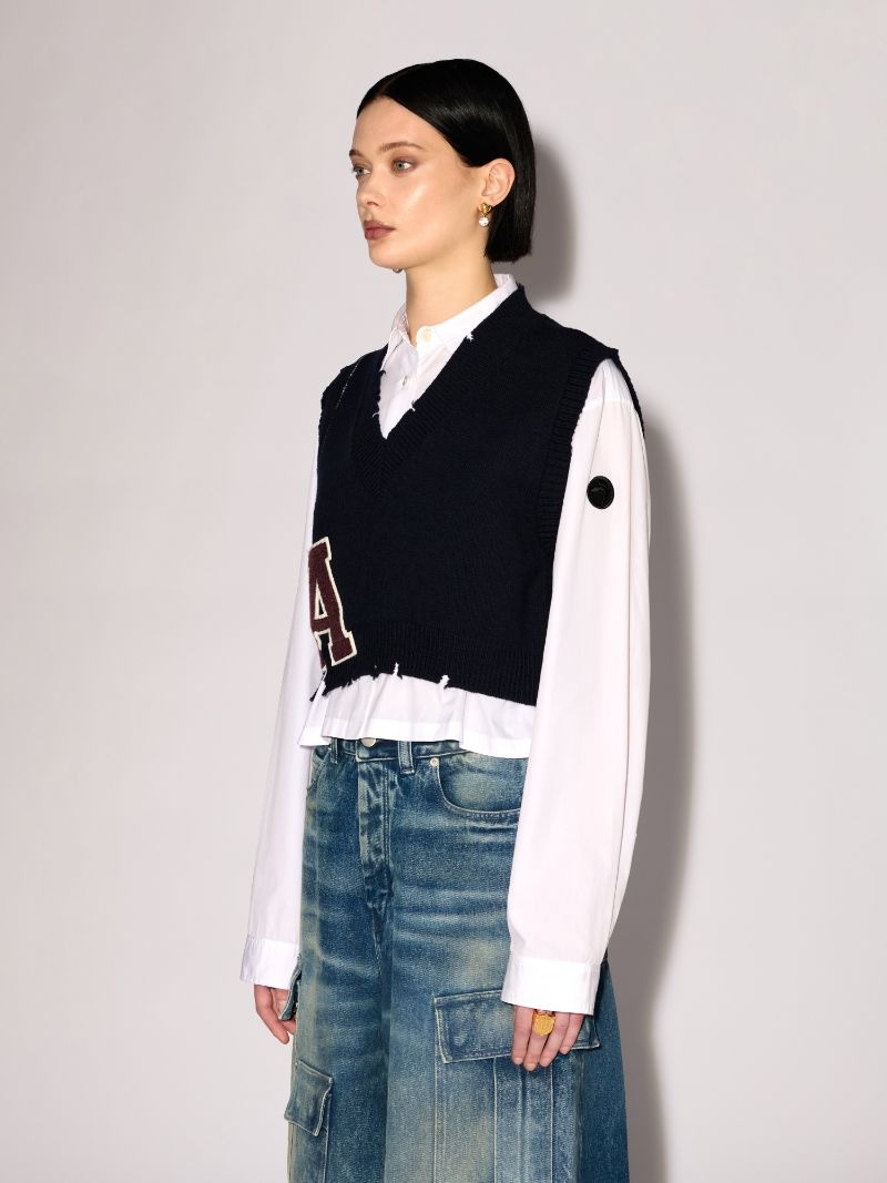 DESTROYED RIB V NECK VEST - 5