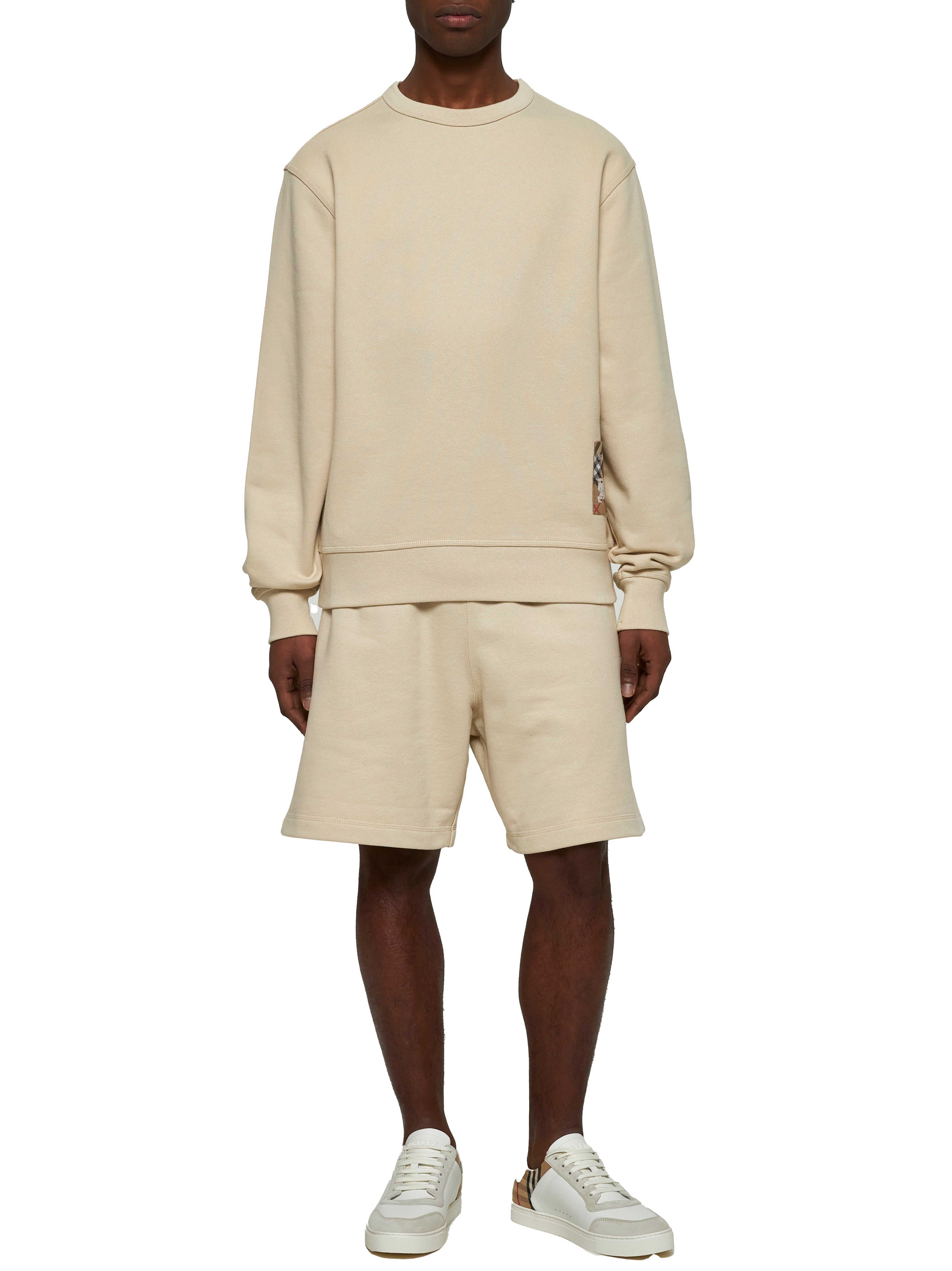 Burberry Men Beige Cotton Check Patch Shorts - 2