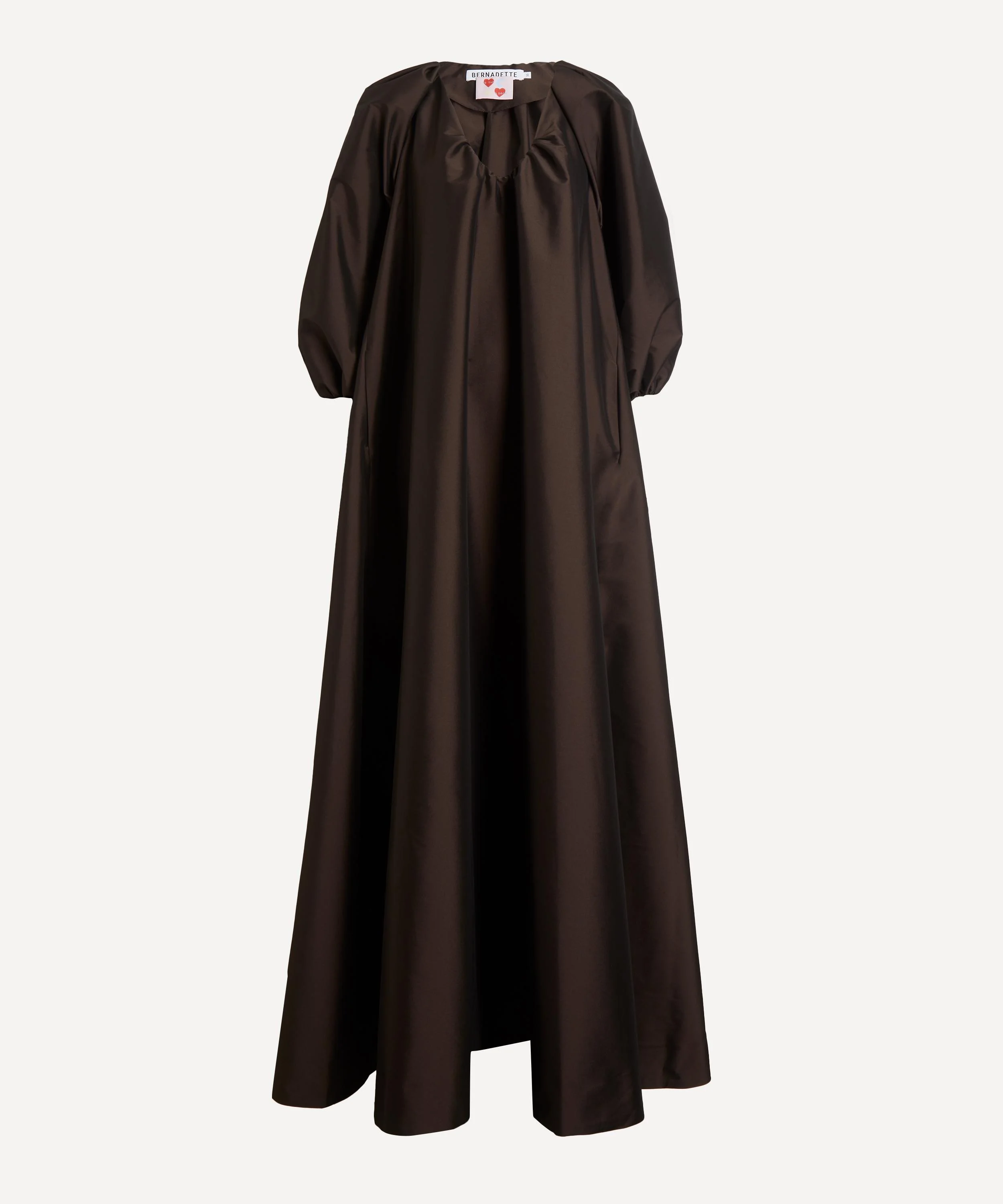 George Dark Chocolate Taffeta Maxi Dress - 1