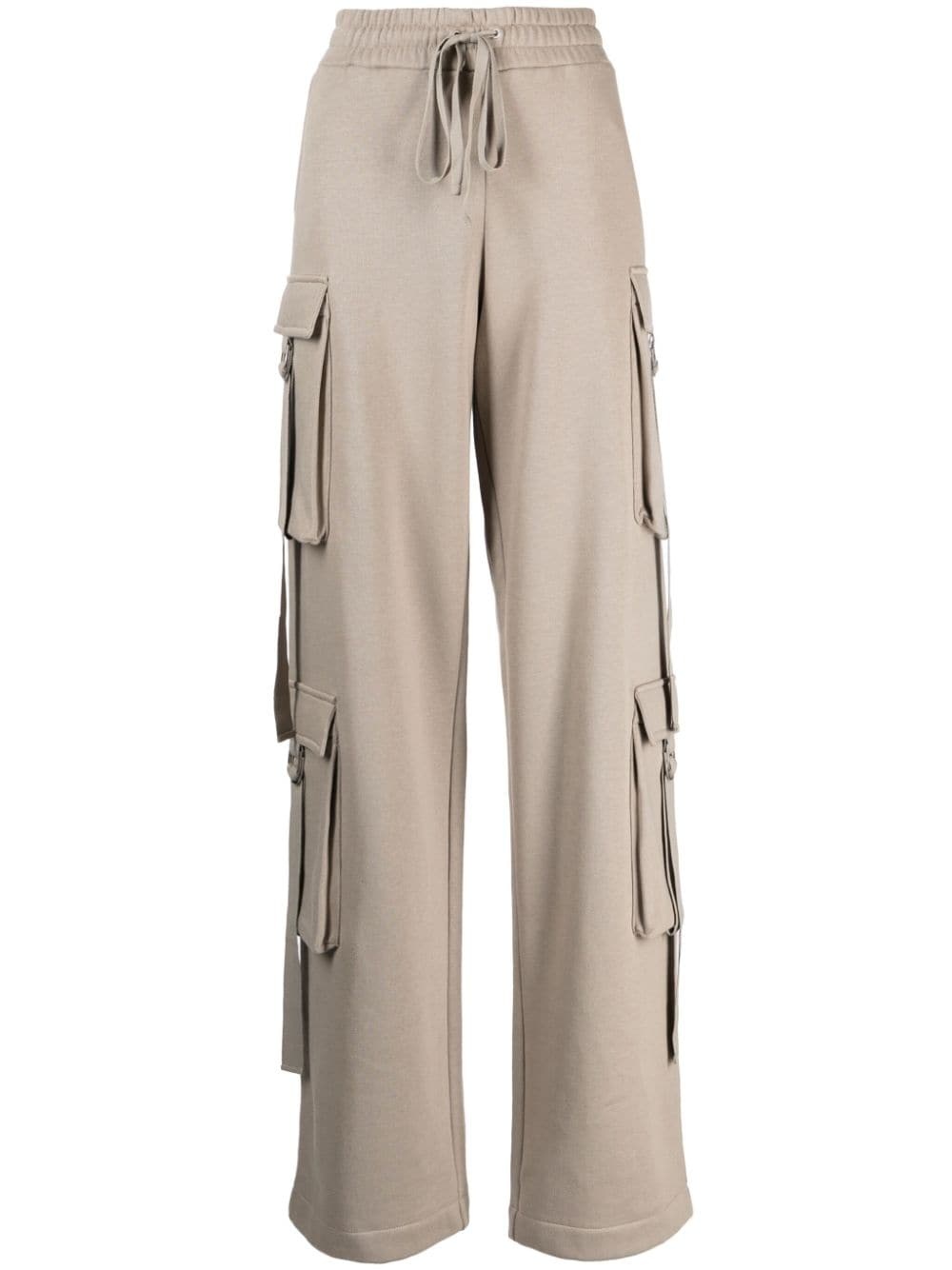 drawstring cotton cargo trousers - 1