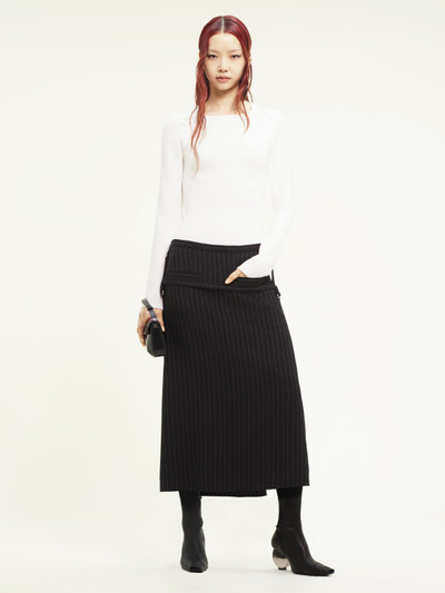 courrèges ONE STRAP PINSTRIPES WOOL SKIRT outlook