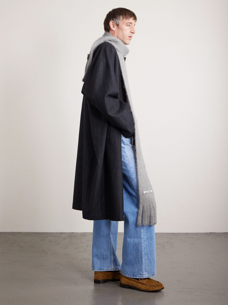 Acne Studios Kinna Skinny Fringed Mohair and Wool-Blend Scarf Gray outlook