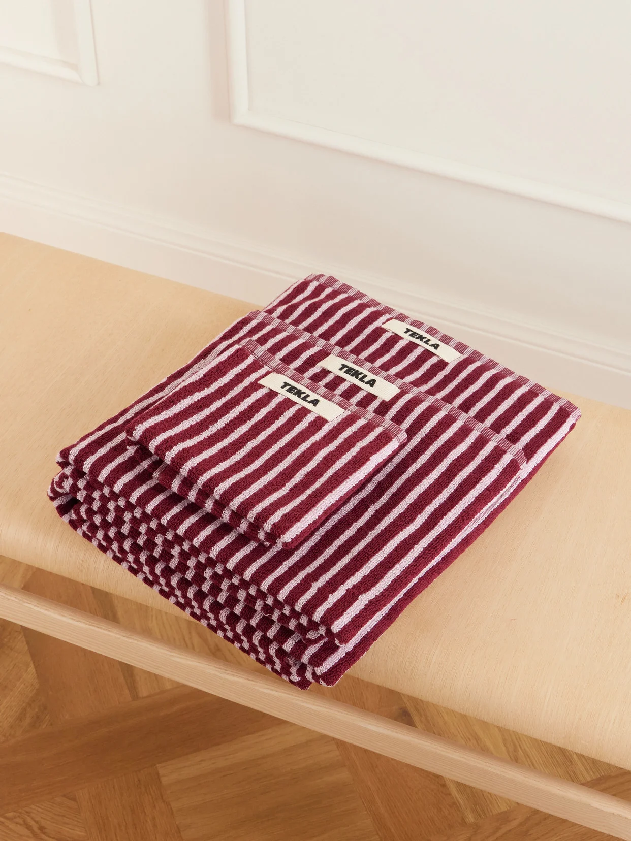 Set Of Three Striped Organic Cotton-terry Towels - 1