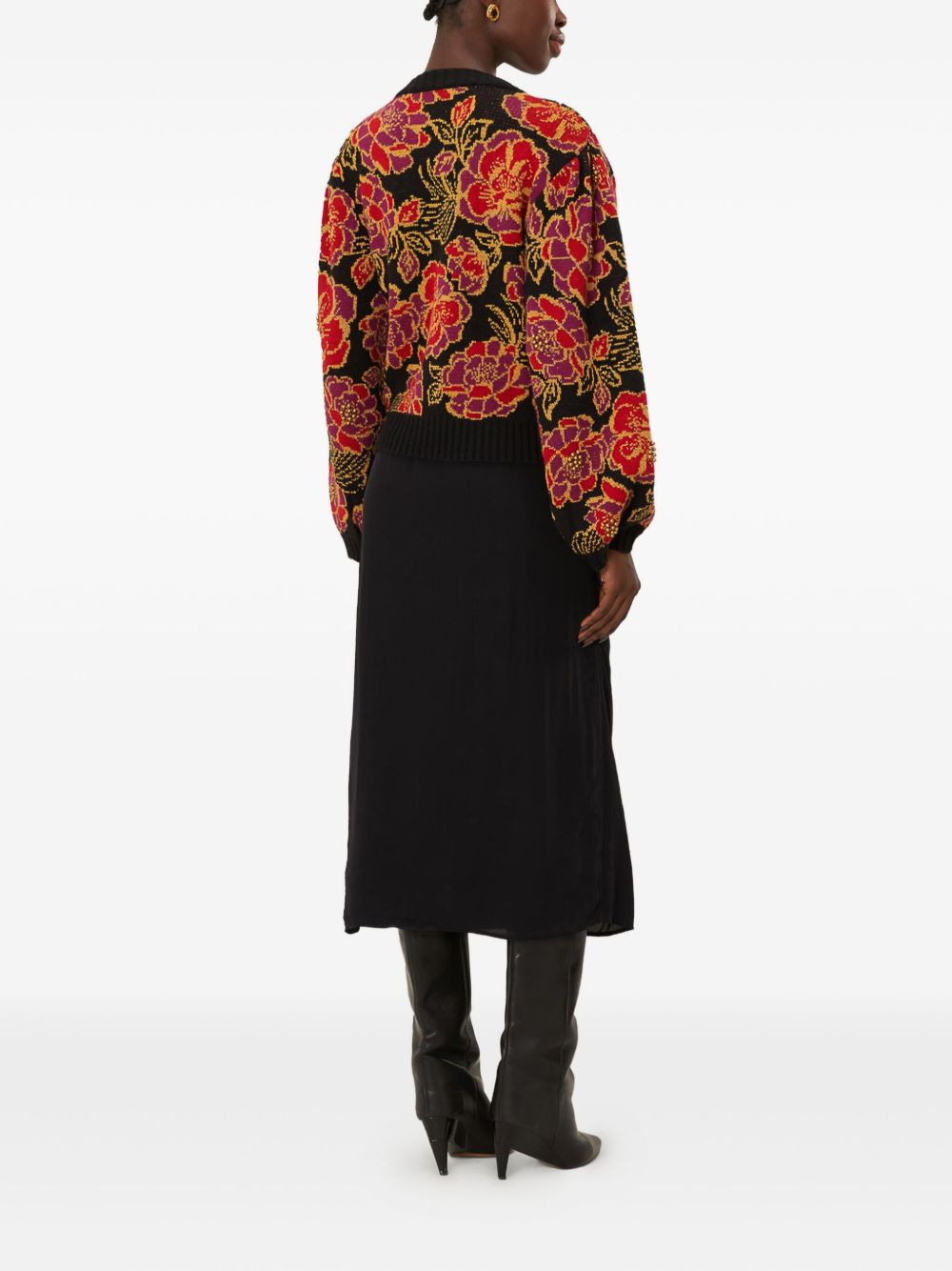 rose-embellished wrap midi skirt - 3