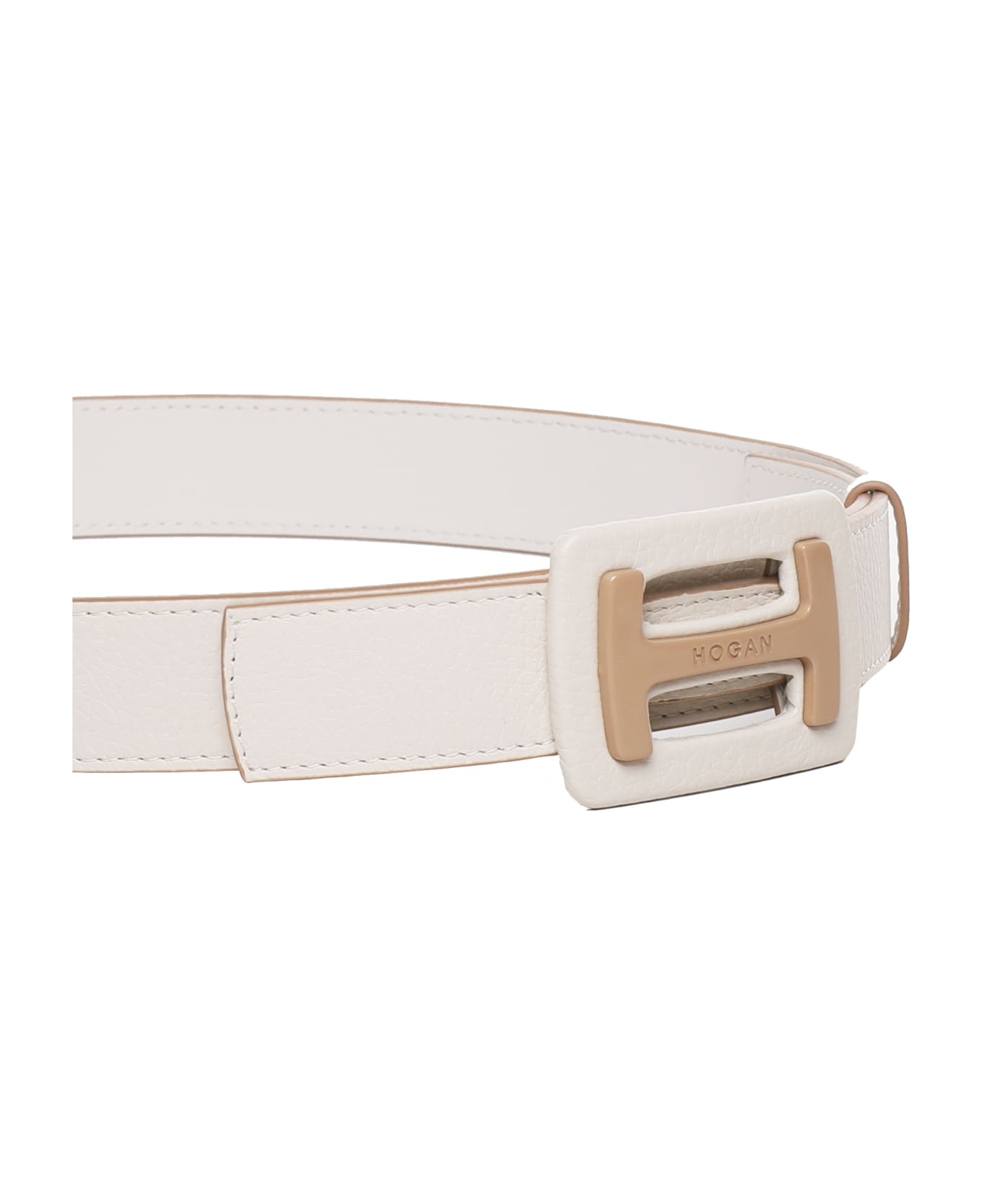 Belt With Logo In Hammered Leather - 2
