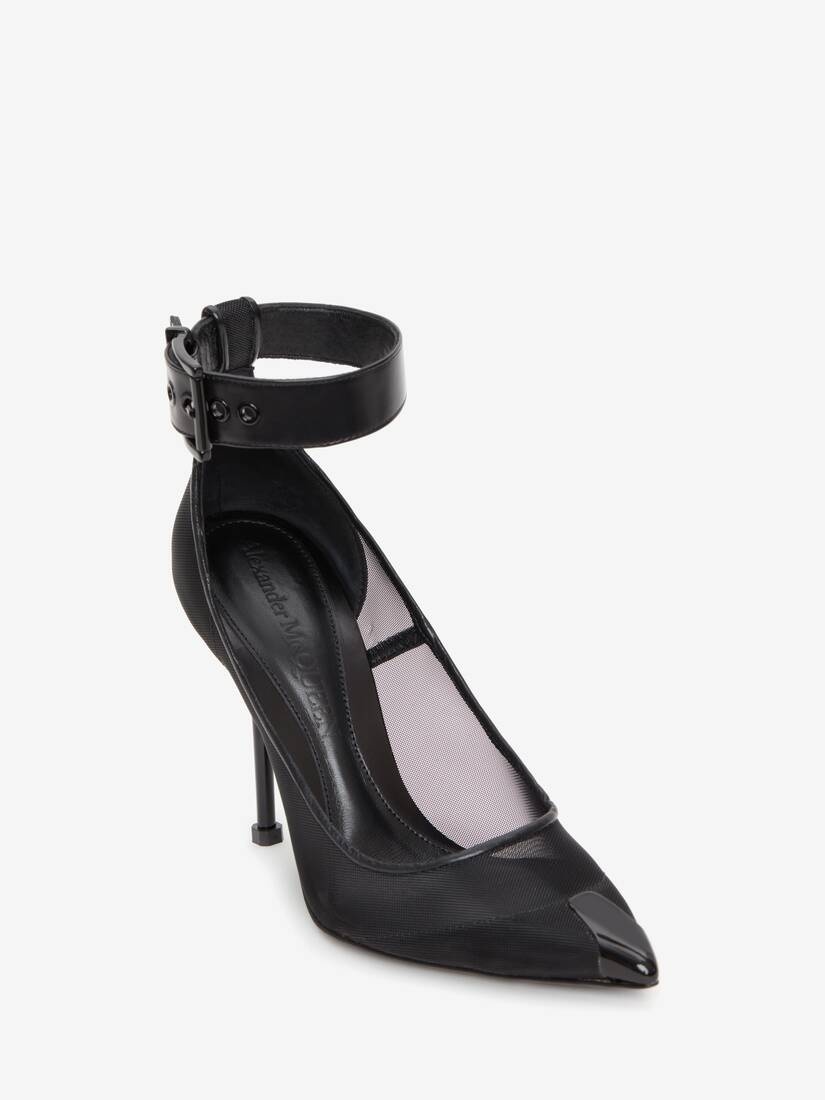 Women's Punk Ankle Strap Pump in Black - 2