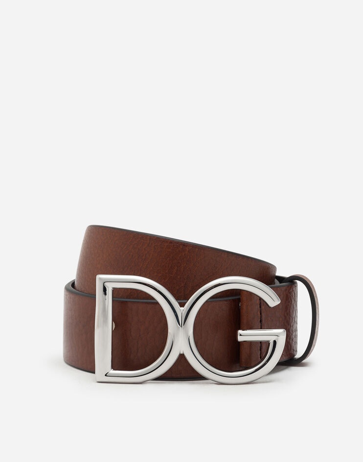 Tumbled leather belt with DG logo - 1