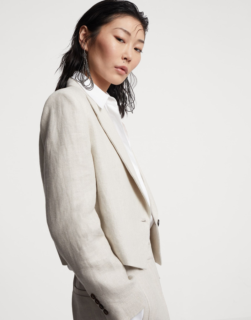 Linen chevron 작물 blazer 와 monili 4