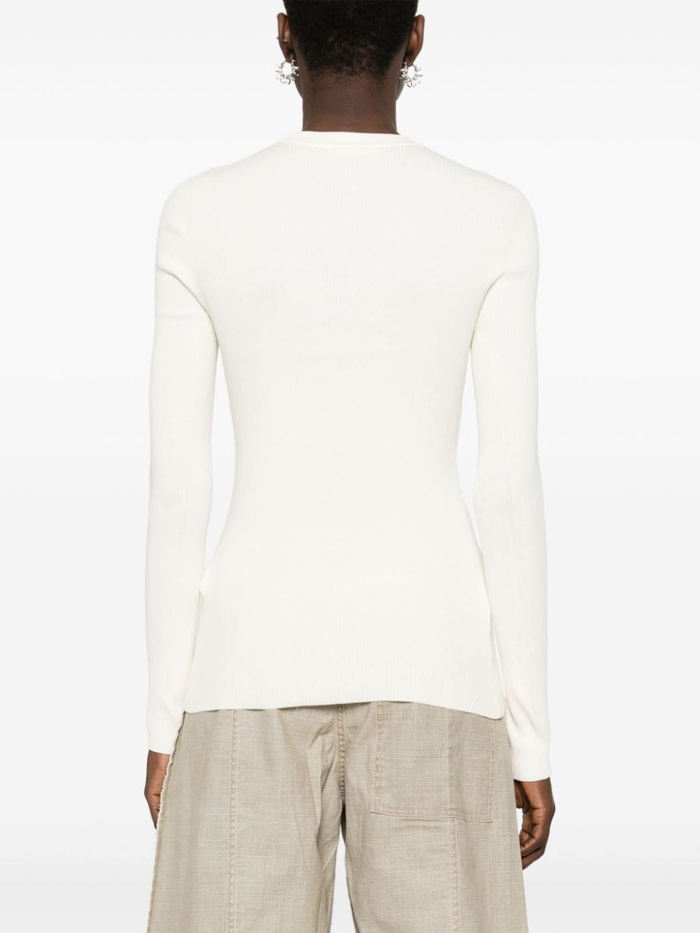 logo-print fitted jumper - 4