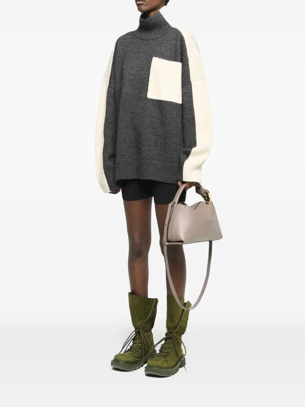 panelled high-neck sweater - 2