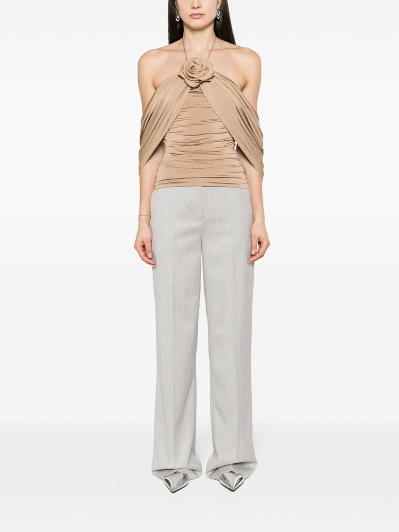 MAGDA BUTRYM draped floral-appliquÃ© halterneck top outlook