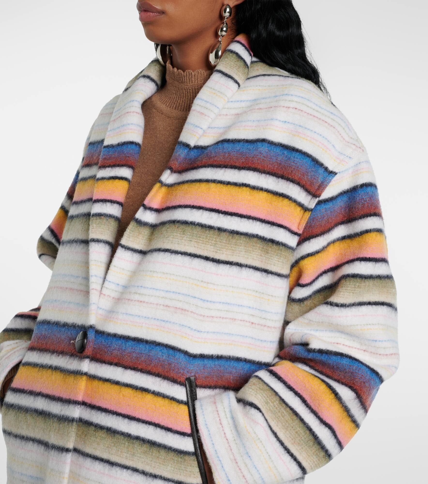 Striped wool-blend coat - 4