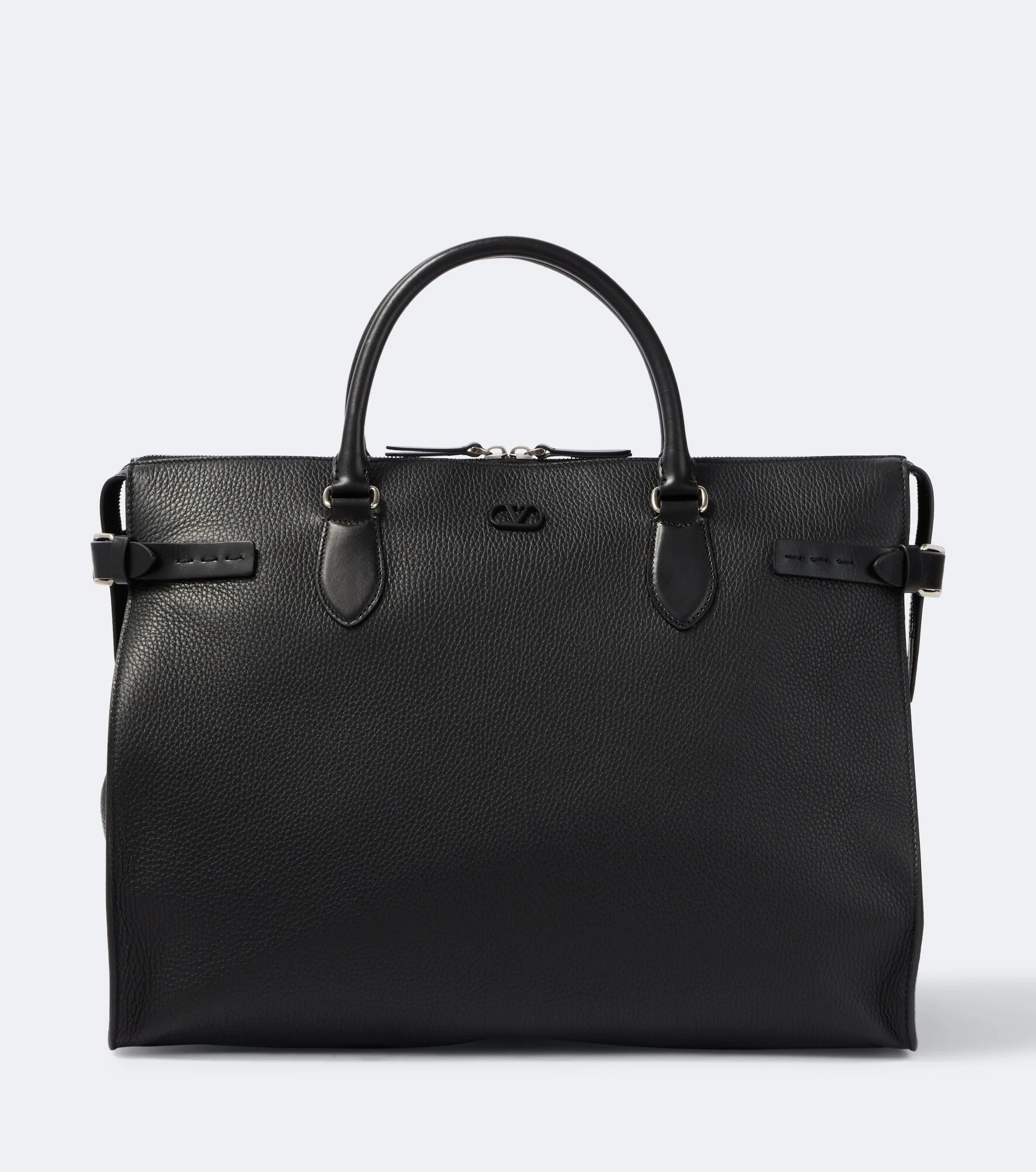 VLogo leather briefcase - 1