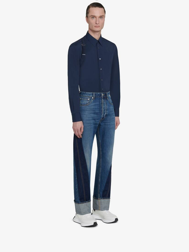 Men's Selvedge Tape Harness Shirt in Ink Blue 4